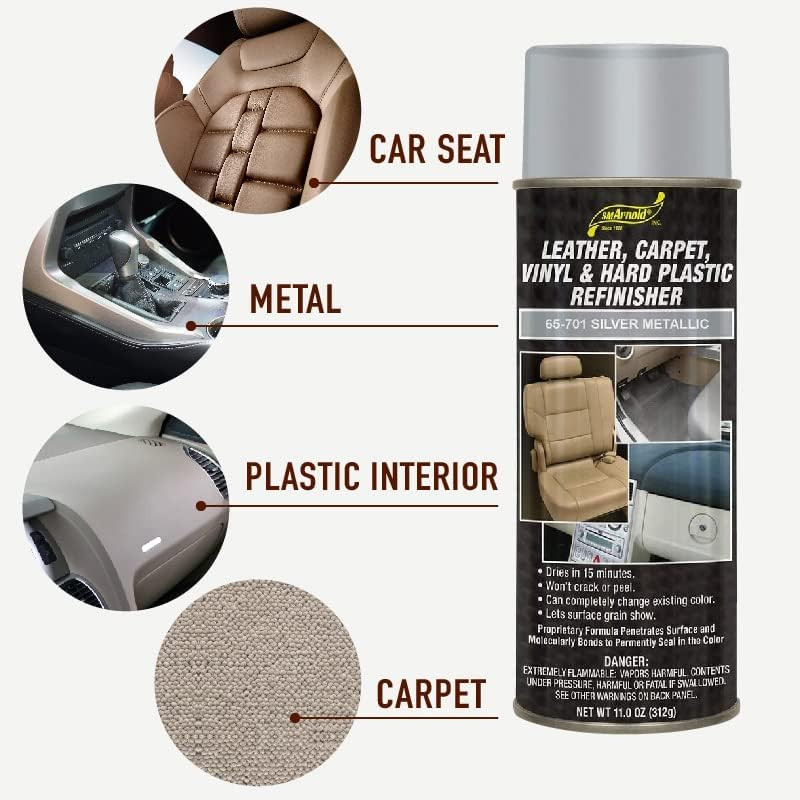 S.M. Arnold Refinishing Spray Paint – SILVER METALLIC 11 Oz. – for Leather, Carp