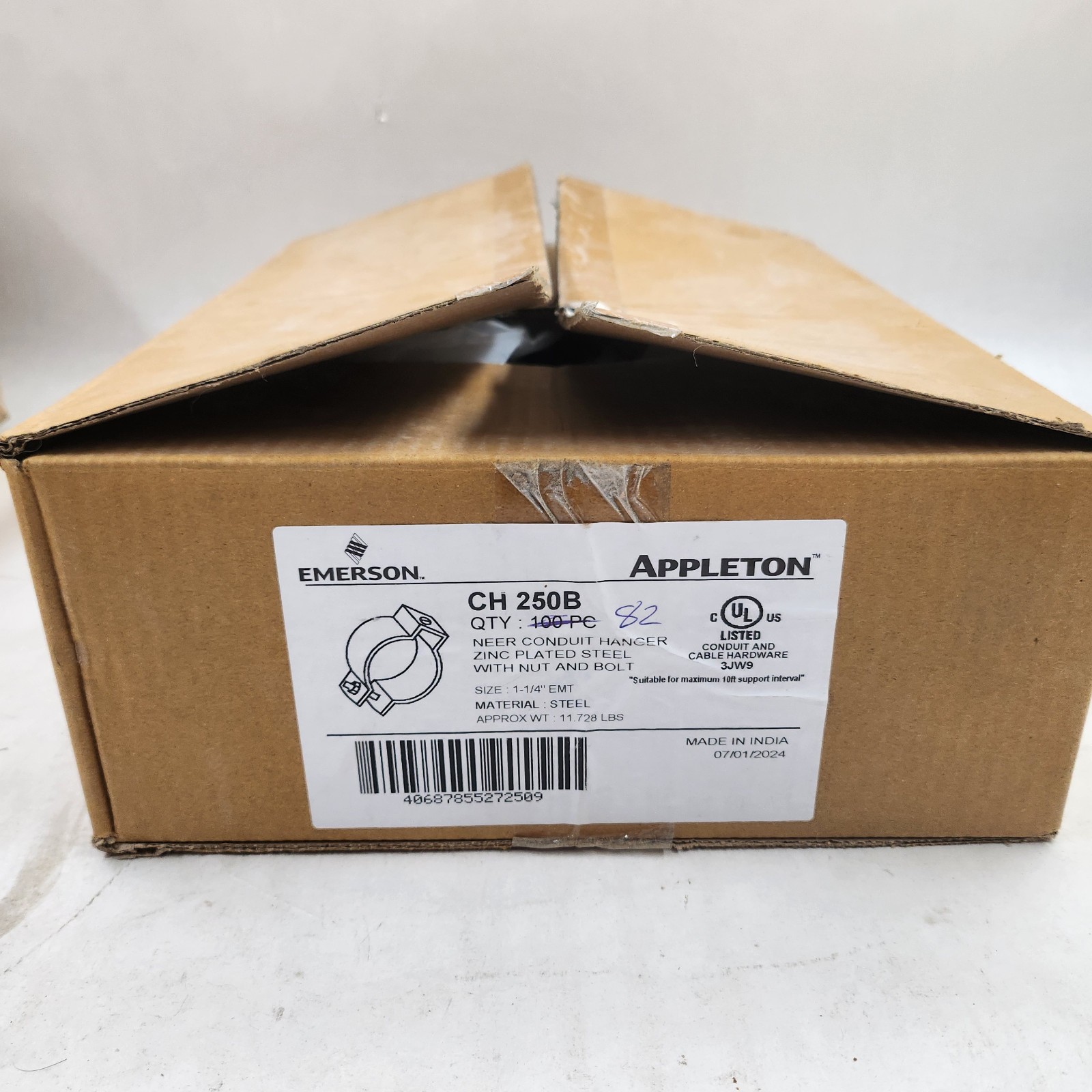 1 Box of 82 NEER CH-250-B CH250B Conduit Hanger w/Nut & Bolt 1-1/4″ New Old Stk