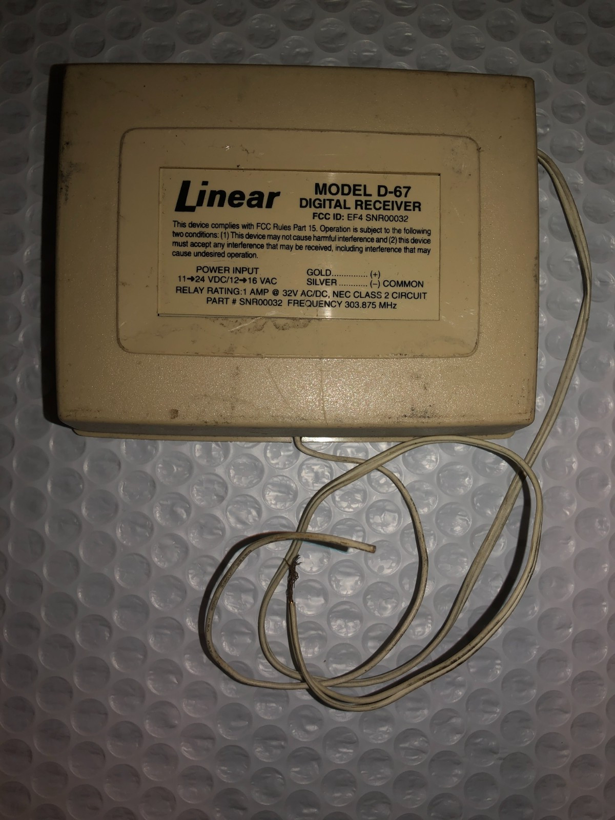Linear Model D-67 Digital Receiver, Official Part , used, untested