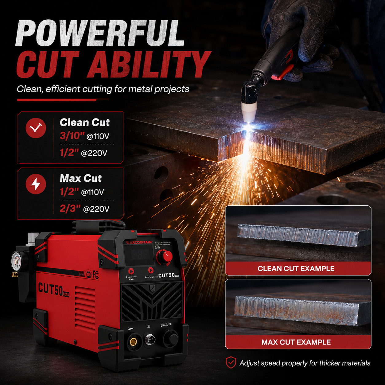 2026 ARCCAPTAIN CUT50 NOVA Plasma Cutter – 50A IGBT, Dual Voltage 110V/220V