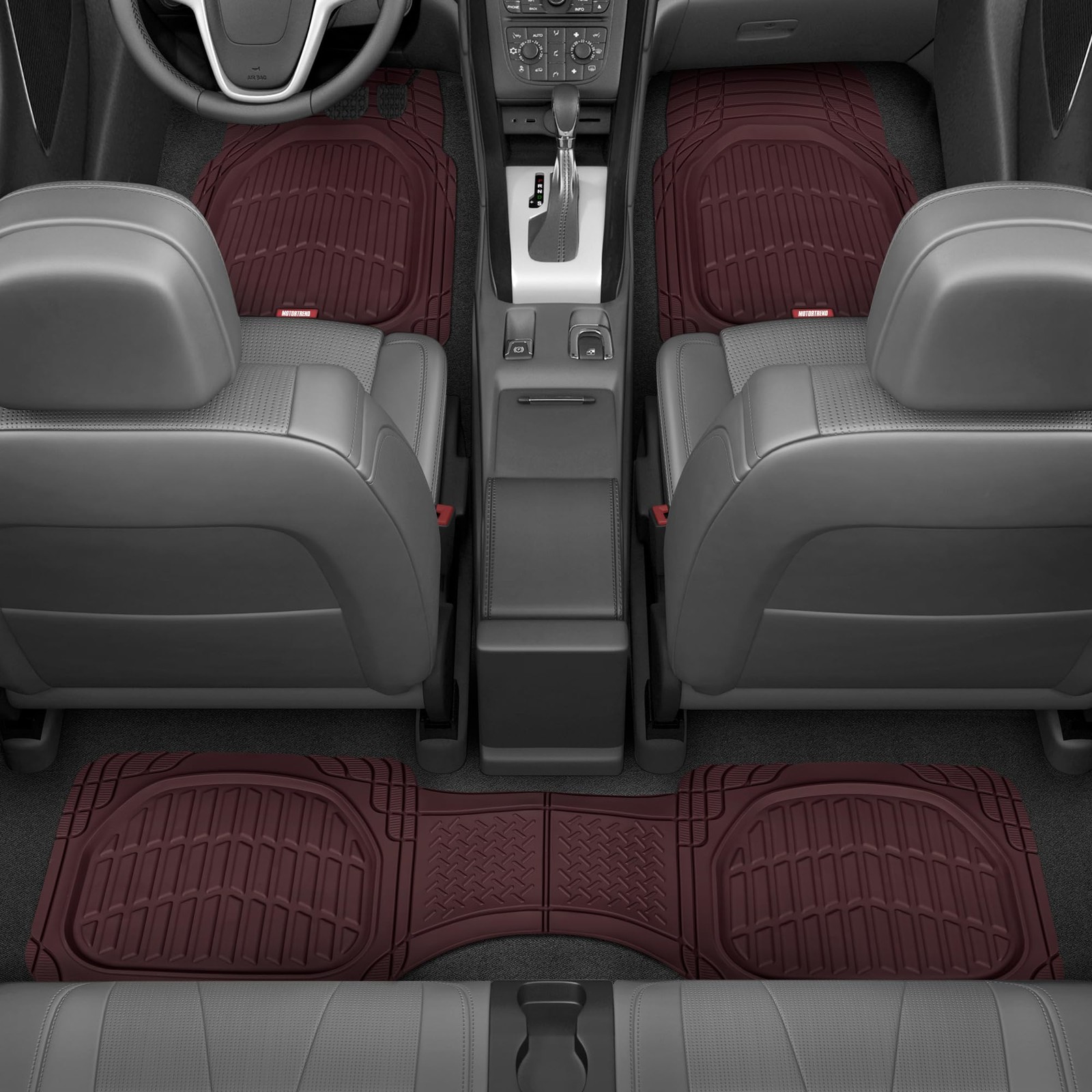 Bdk Red All Weather Heavy Duty Car Floor Mats Interior Liners For Auto Van