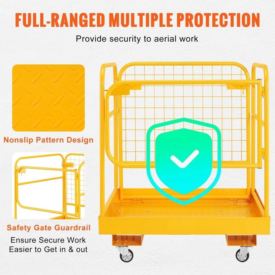 Forklift Safety Cage, 1200 lbs Load Capacity, 36 x 36 inches Folding Forklift
