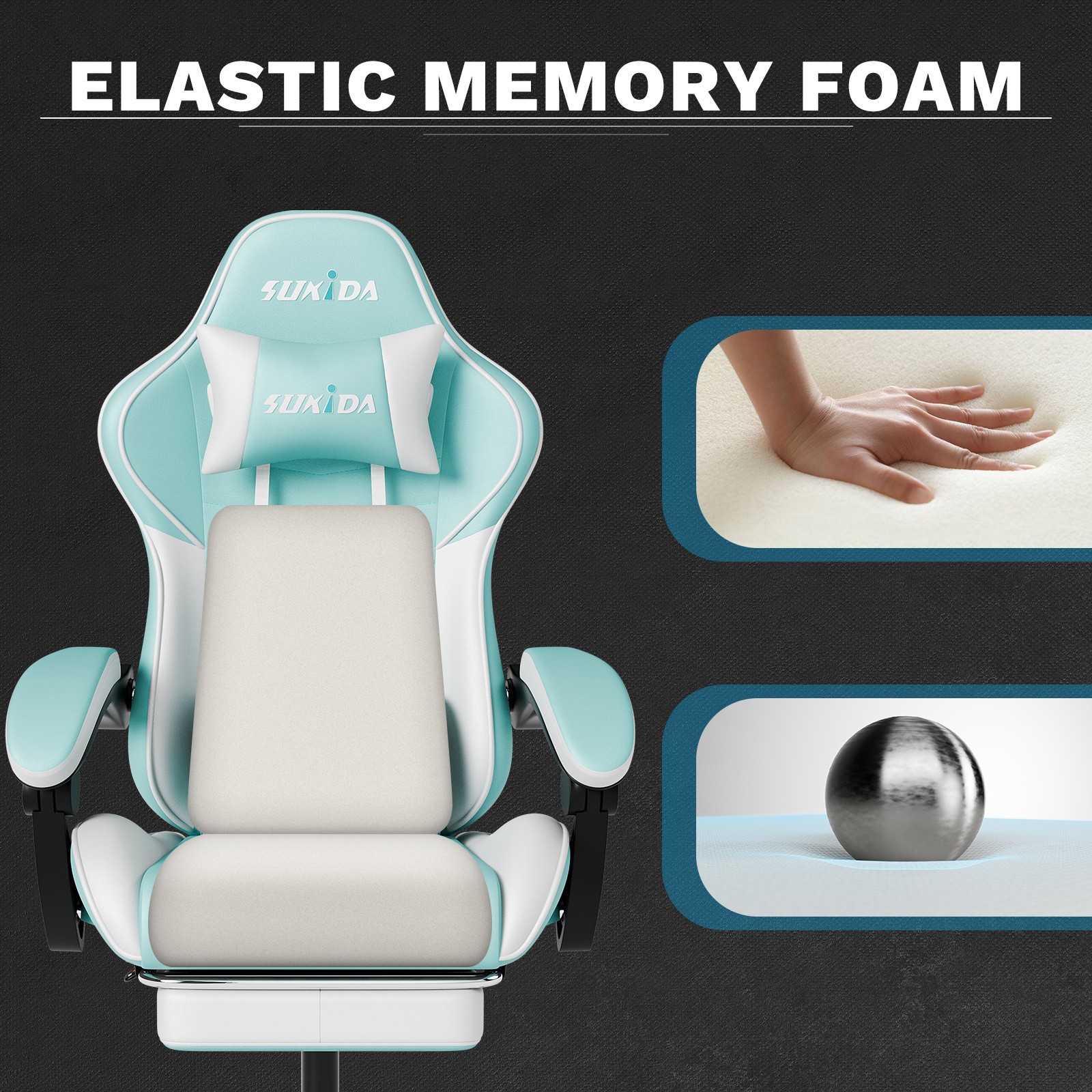 Gaming Chair PVC Leather Featuring High-Back Massage Function and Footrest