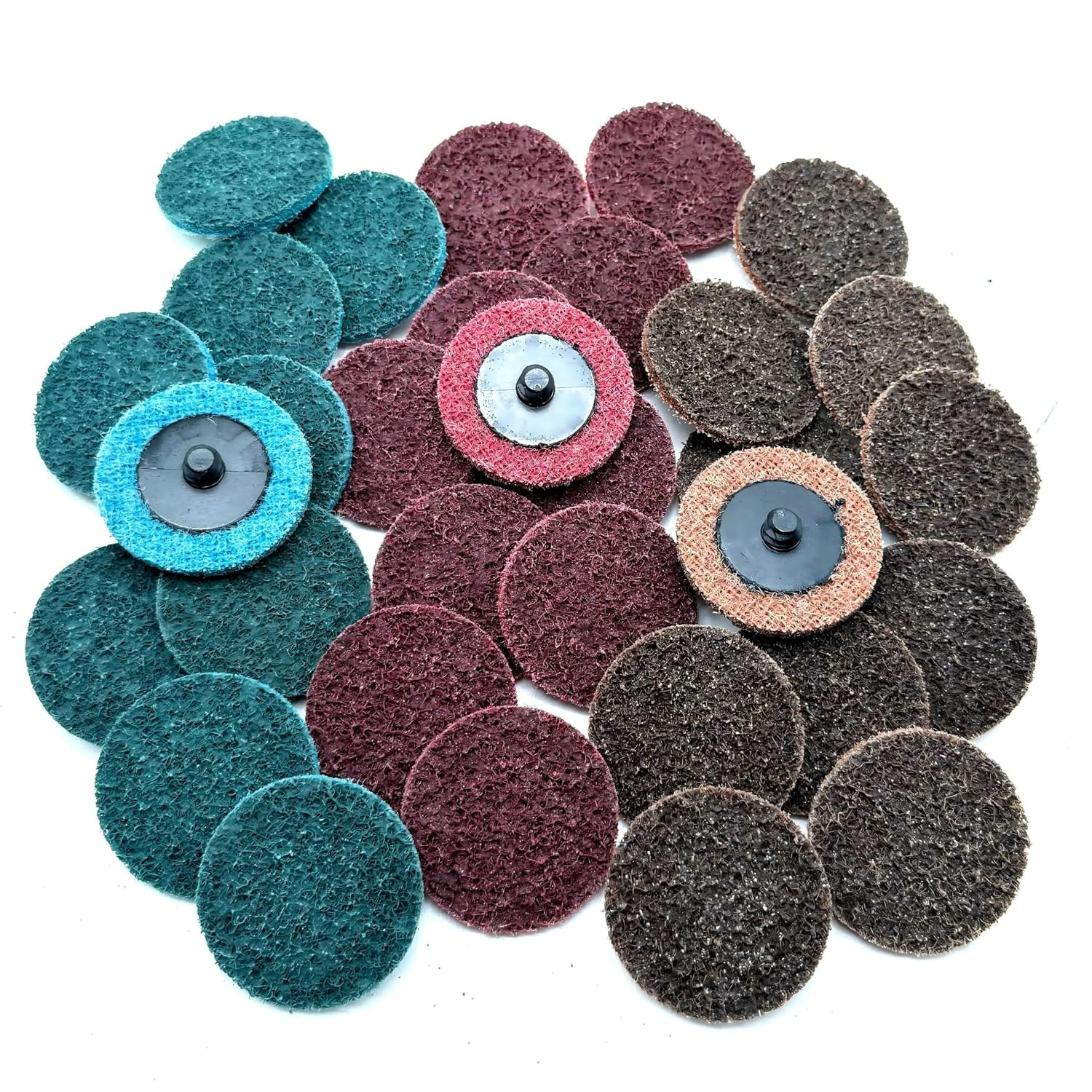 25Pcs 3 Inch Medium Abrasive Non Woven Nylon Quick Change Surface Conditioning D