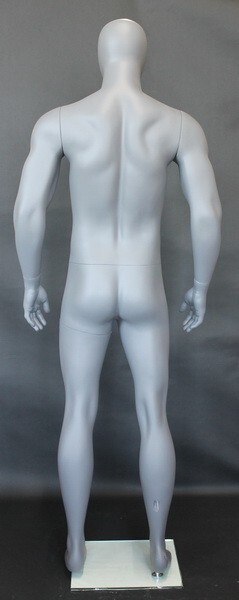 Matte Grey 6 ft 2 in H Male Abstract Head Mannequin Muscular Body Torso SFM53EGR