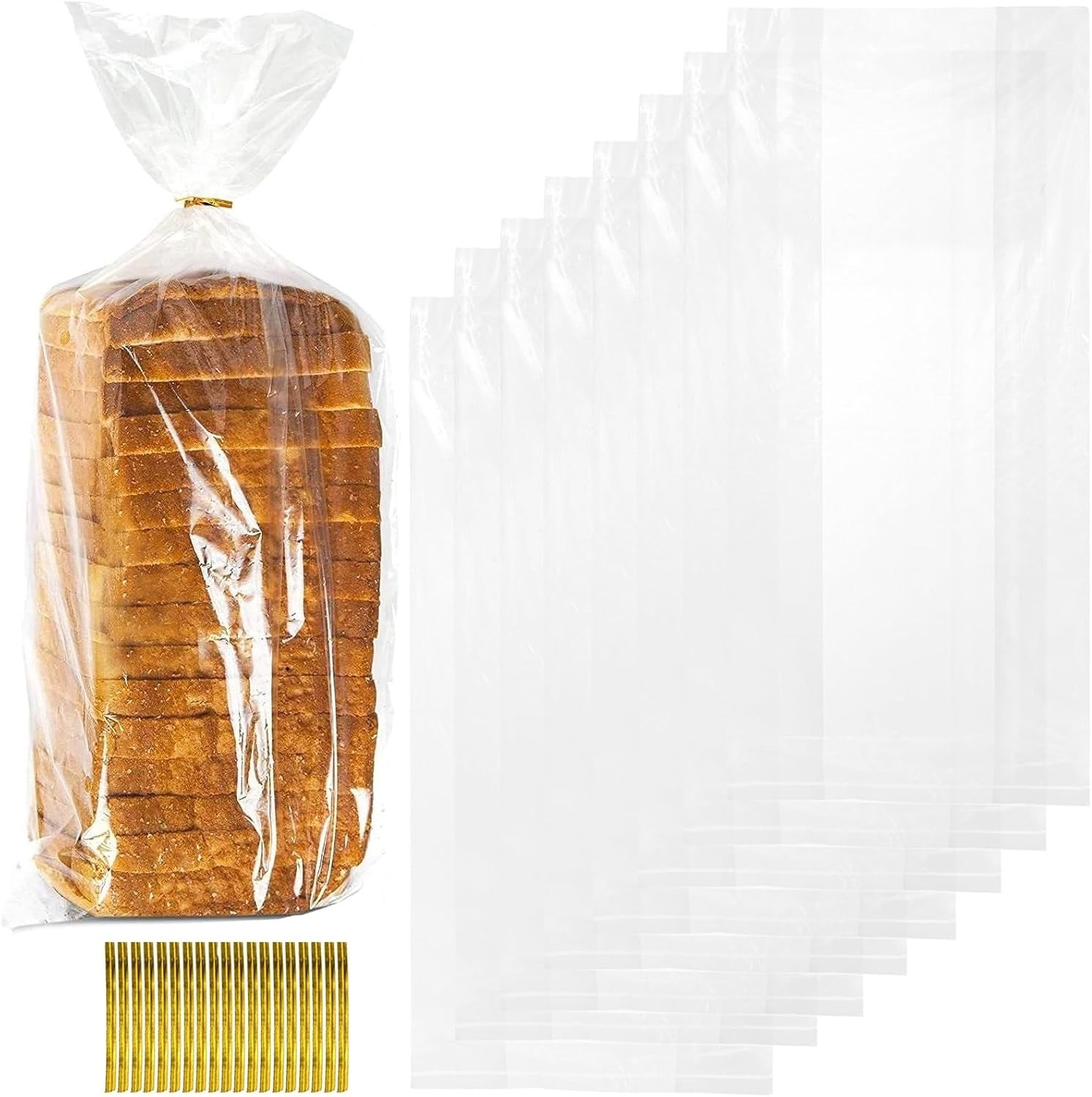 300 Pack Clear Bread Bags with Ties,18x4x8 Inches Plastic Bread Bag Bulk ….