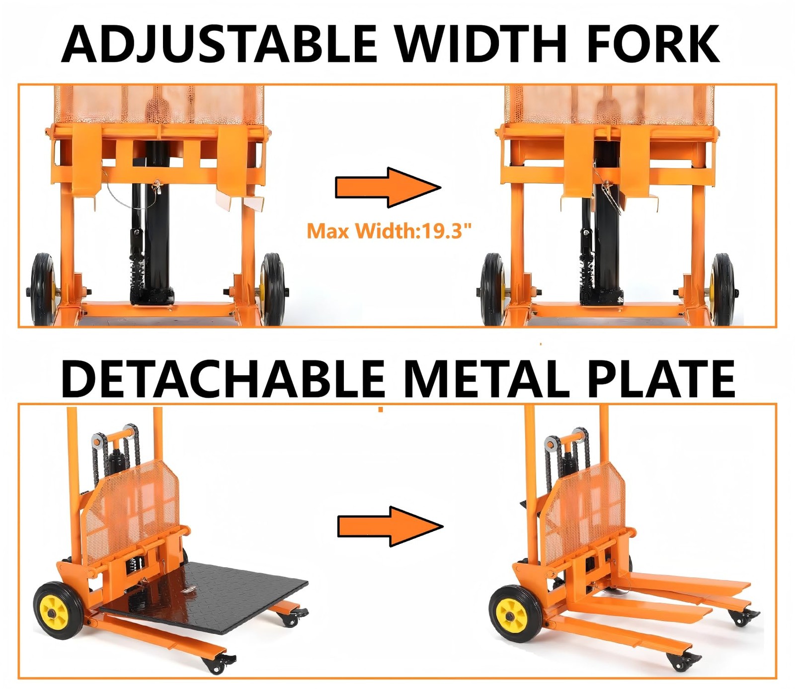 Hydraulic Material Lift 450lbs Winch Stacker Adjustable Pallet Dolly Lift 36in