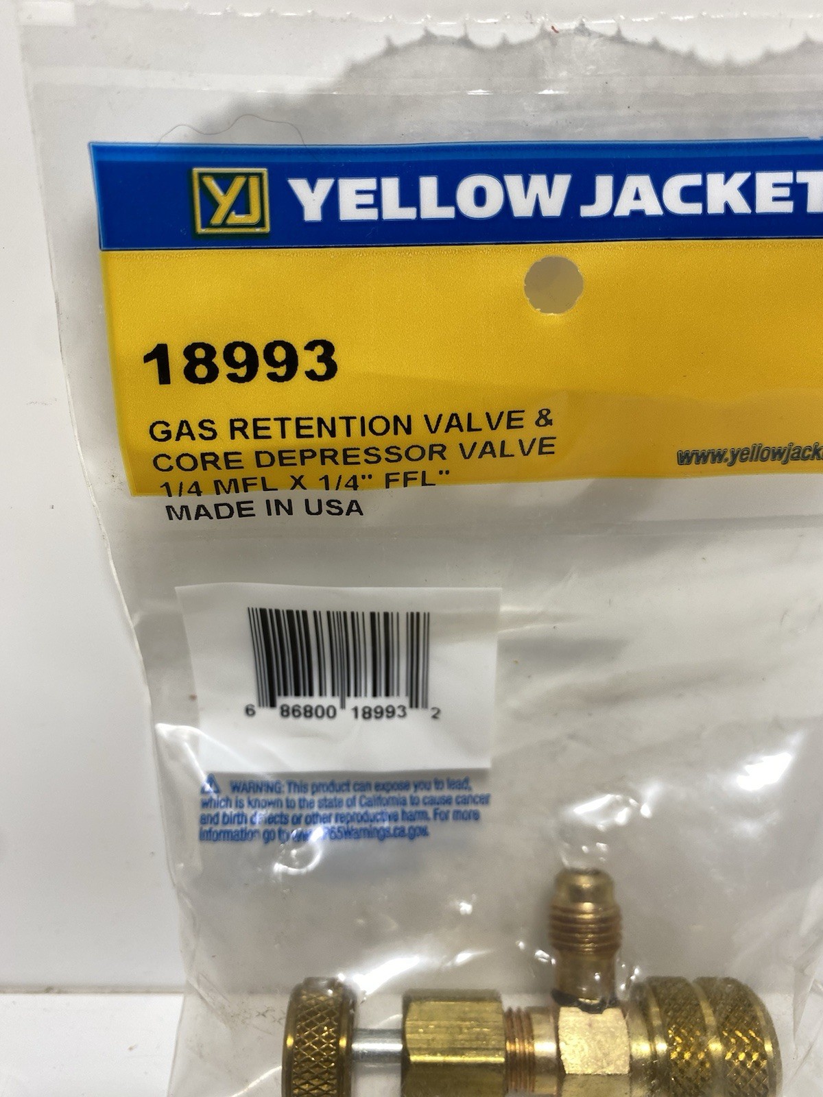Yellow Jacket 18993 Core Depressor Valve 1/4″ MFL x 1/4″ FFL