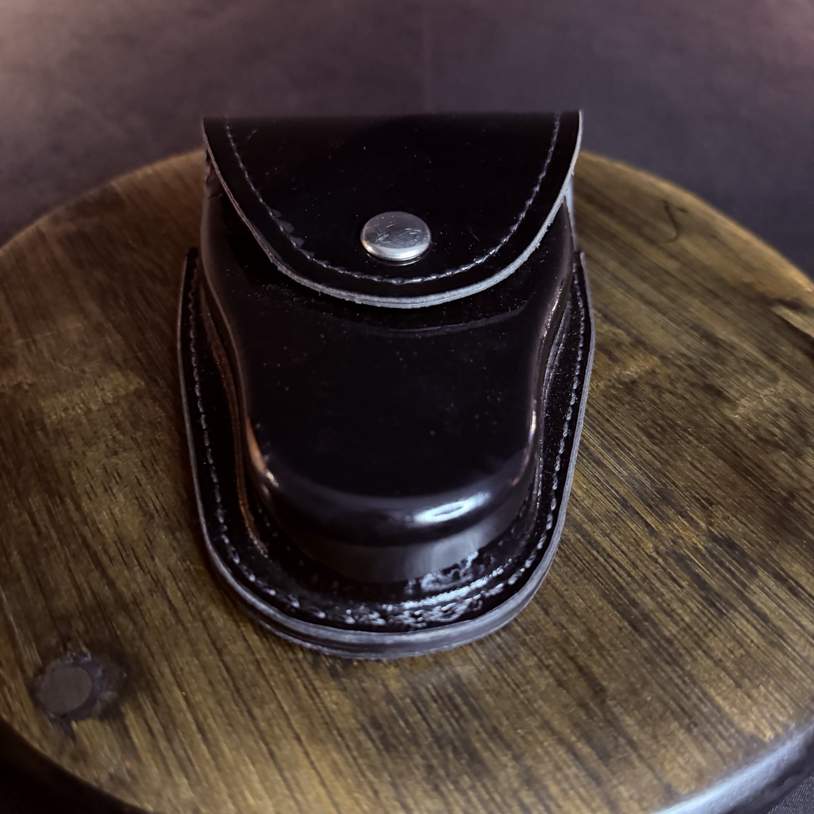 Gould & Goodrich Handuff Case Black High Gloss Leather Nickle Snap H71