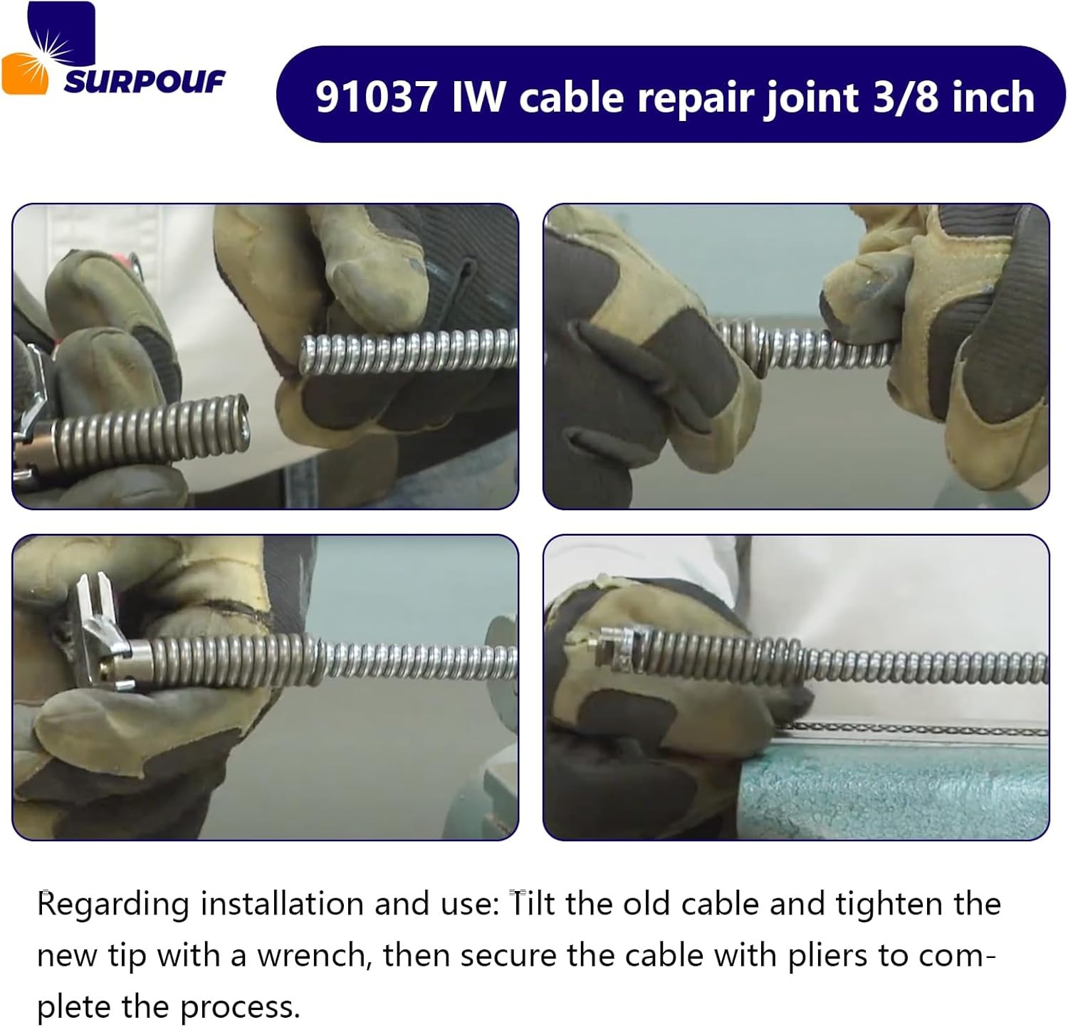 3/8-Inch IW Cable Repair Coupling for RIDGID Drain Cleaning C Tools