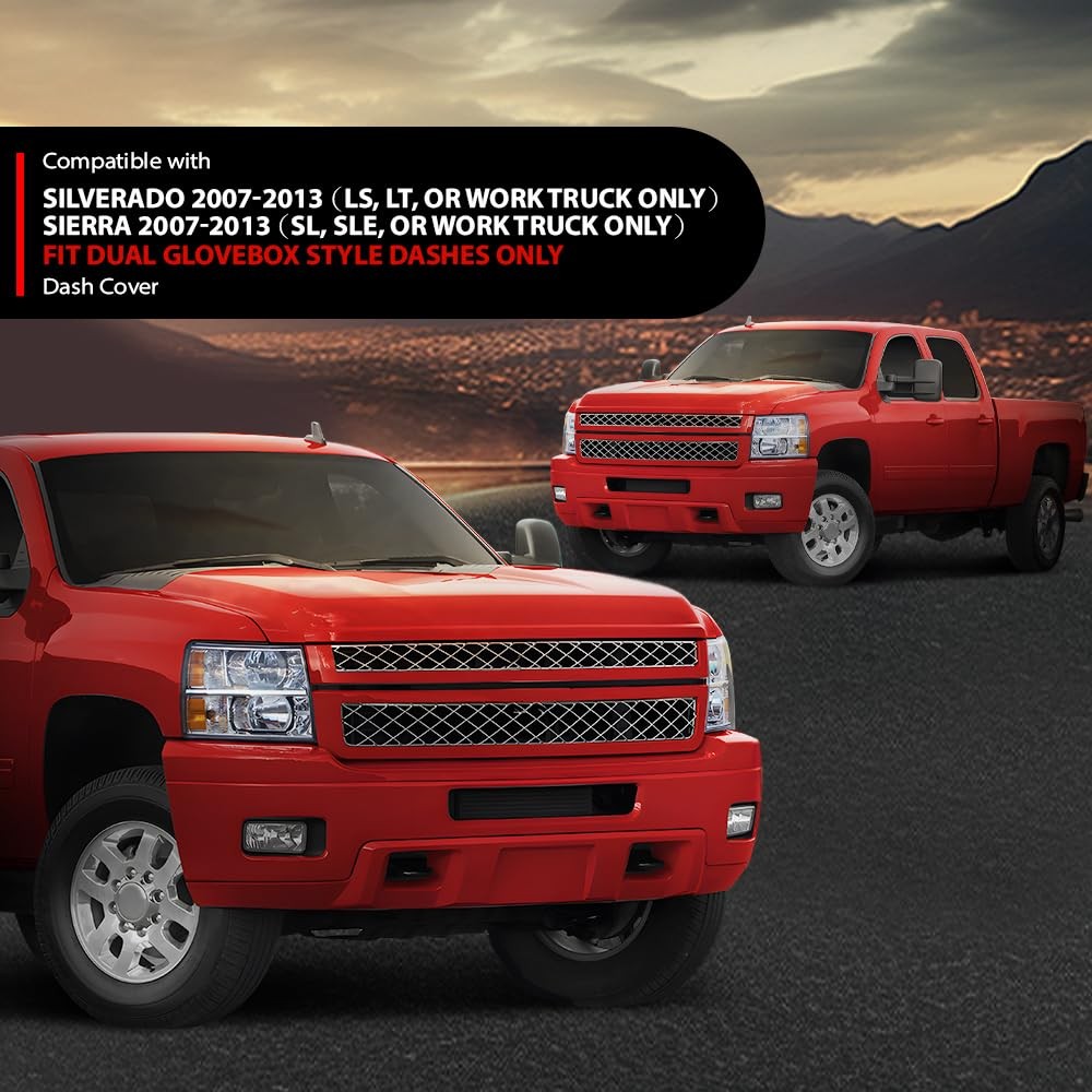 TPE Dash Cover Dashboard Bezel Fit Chevy Silverado (LS,LT or Work Truck)