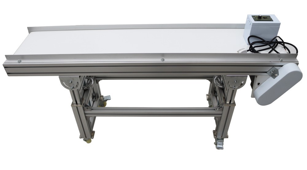 Length 59inch Width 11.8inch PVC Flat Belt Aluminum Frame Conveyor Machine 110V