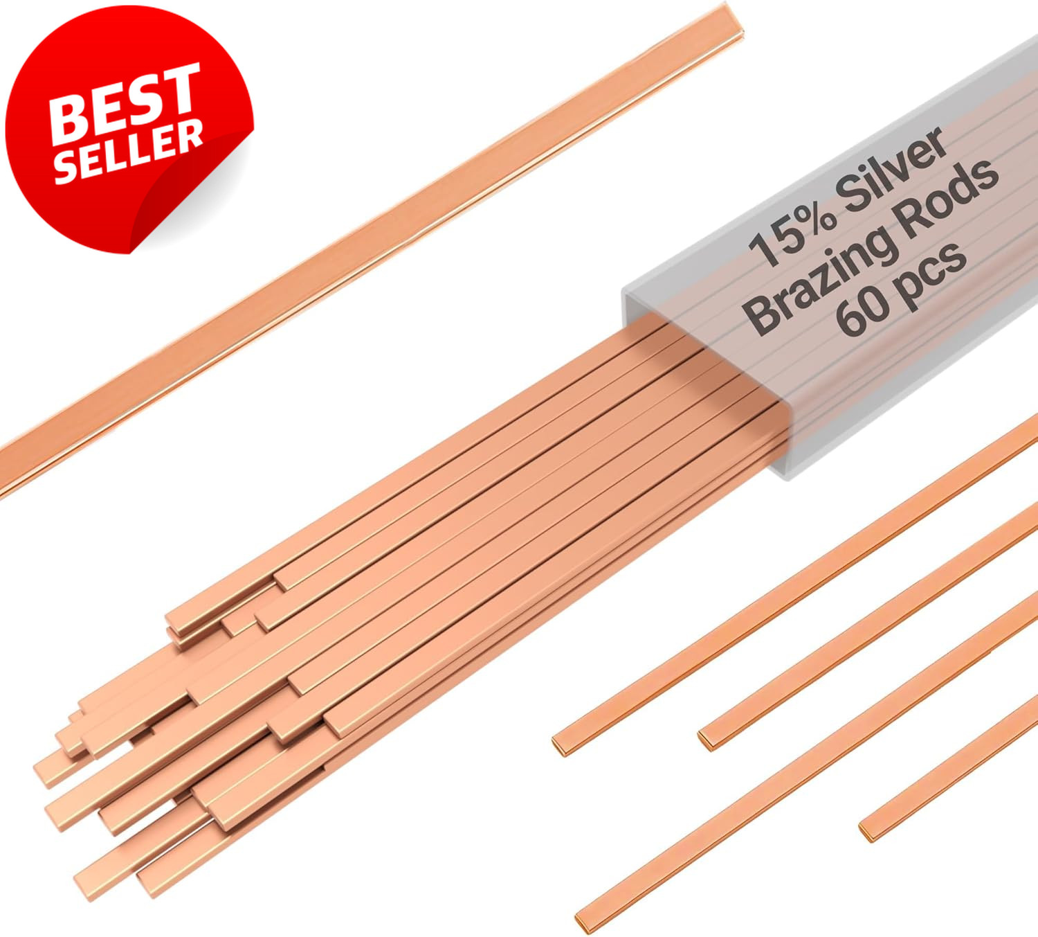 15% Silver Brazing Rods BCuP-5 Phos Copper Solder HVAC 60pcs 0.050×1/8×10 – US
