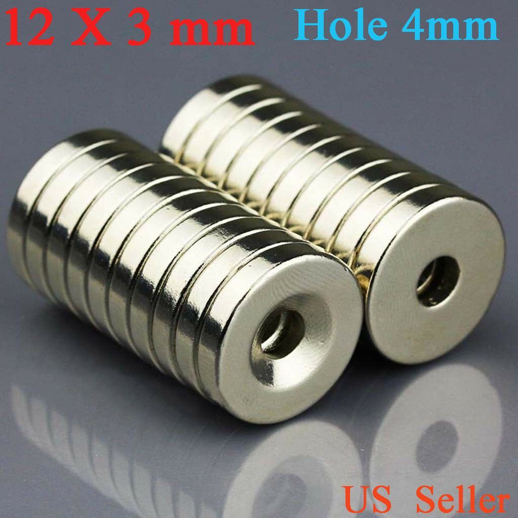 25/50/100x Strong Countersunk Ring Magnet 1/2″x1/8 Rare Earth Neodymium 4mm hole