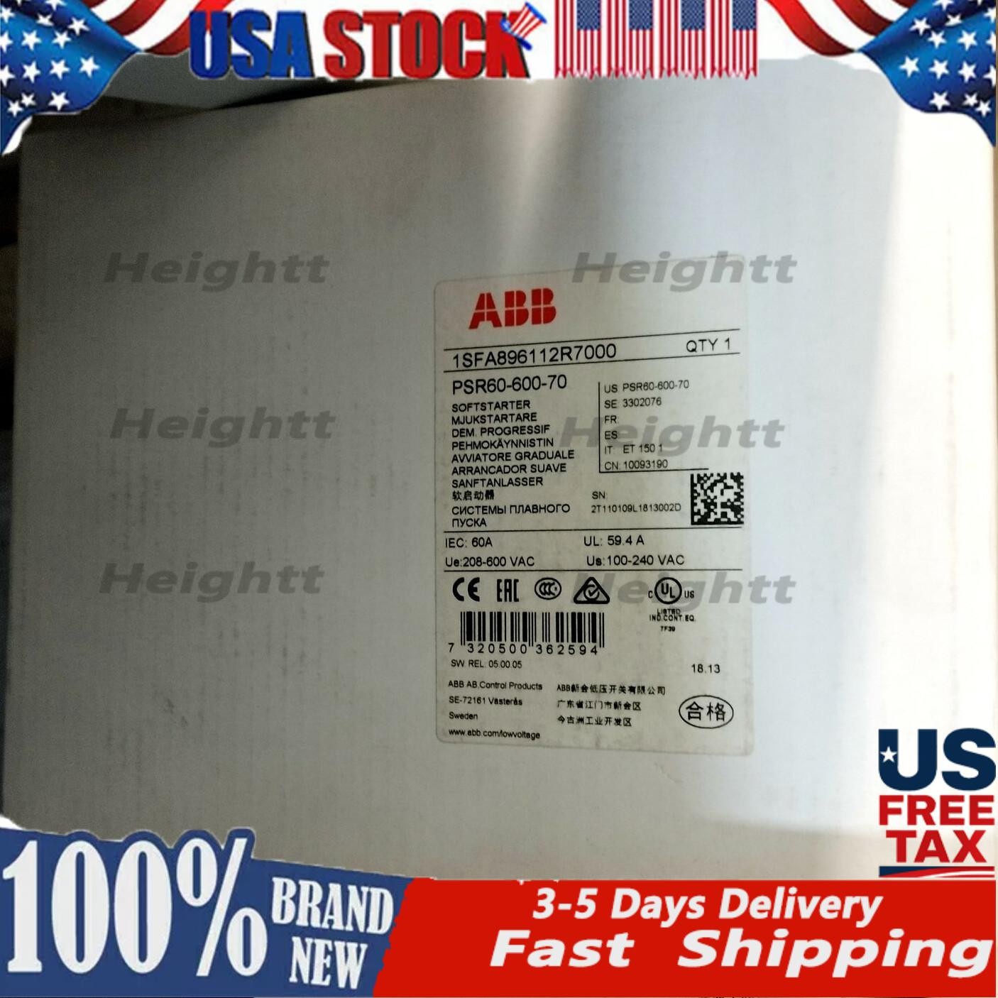 ABB PSR60-600-70 ABB Soft Starter PSR60-600-70 Brand New Fast Shipping 1pcs
