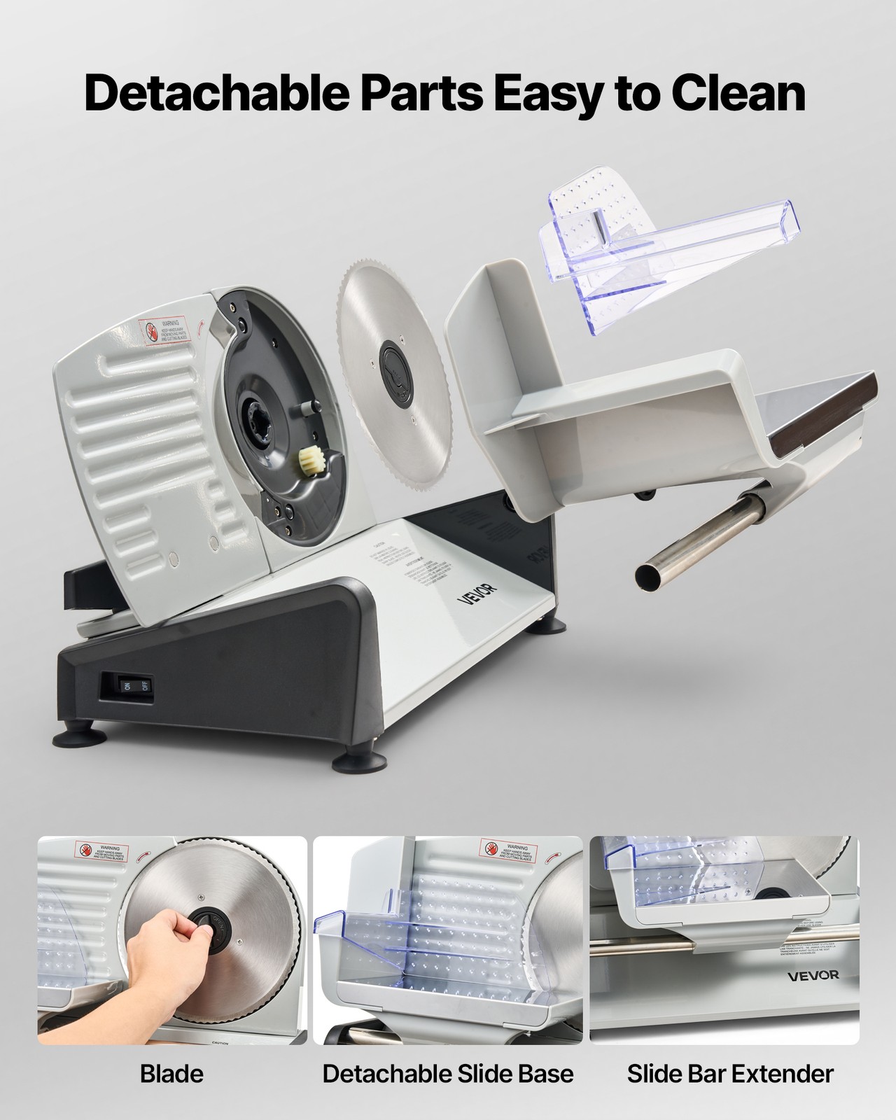 VEVOR Meat Slicer Electric Deli Slicer Machine 200W 7.5 in Sharp Blade for Home