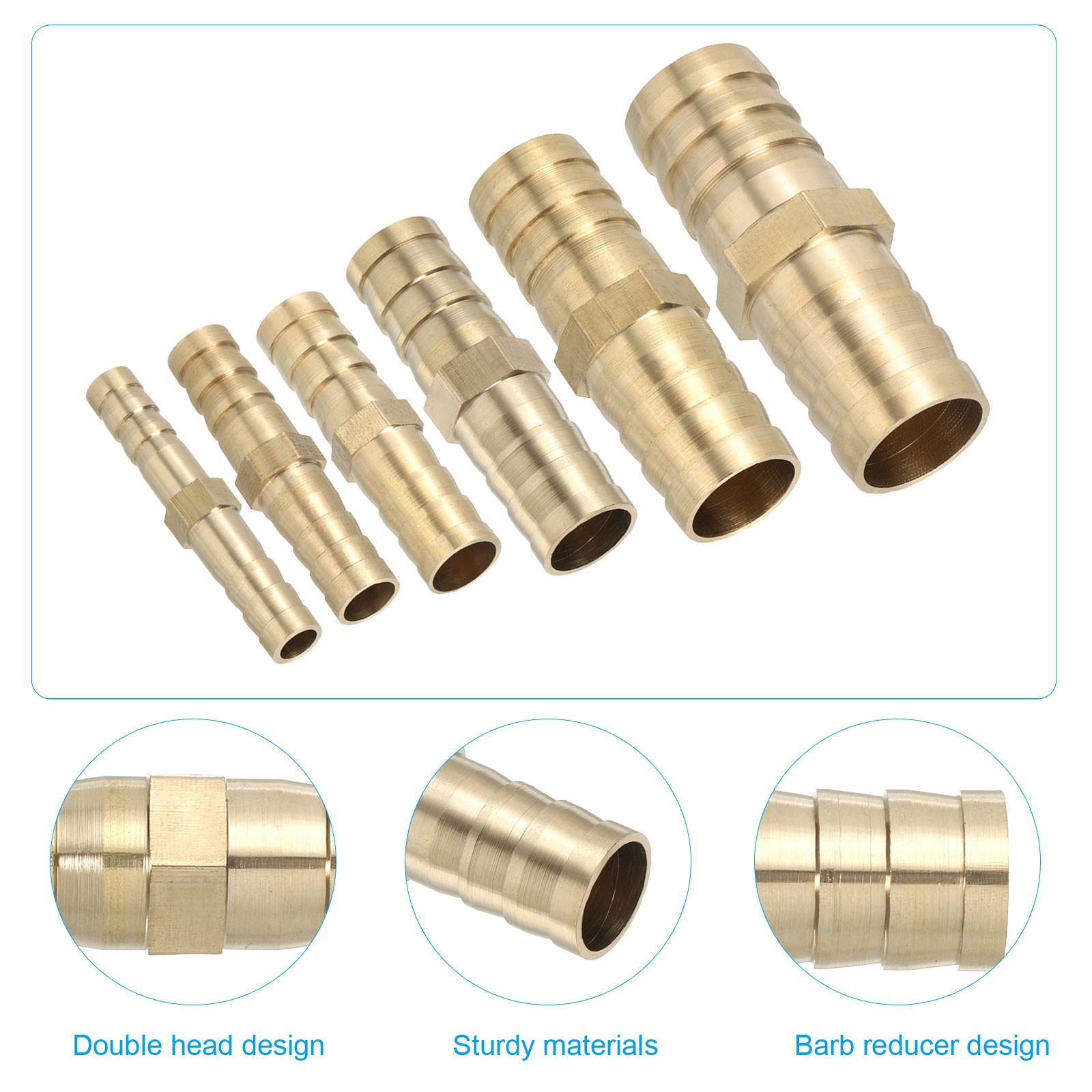 5 Pcs 5/8″ Brass Hose Barb Fitting Straight Barb Union Fittings Metals Splicer