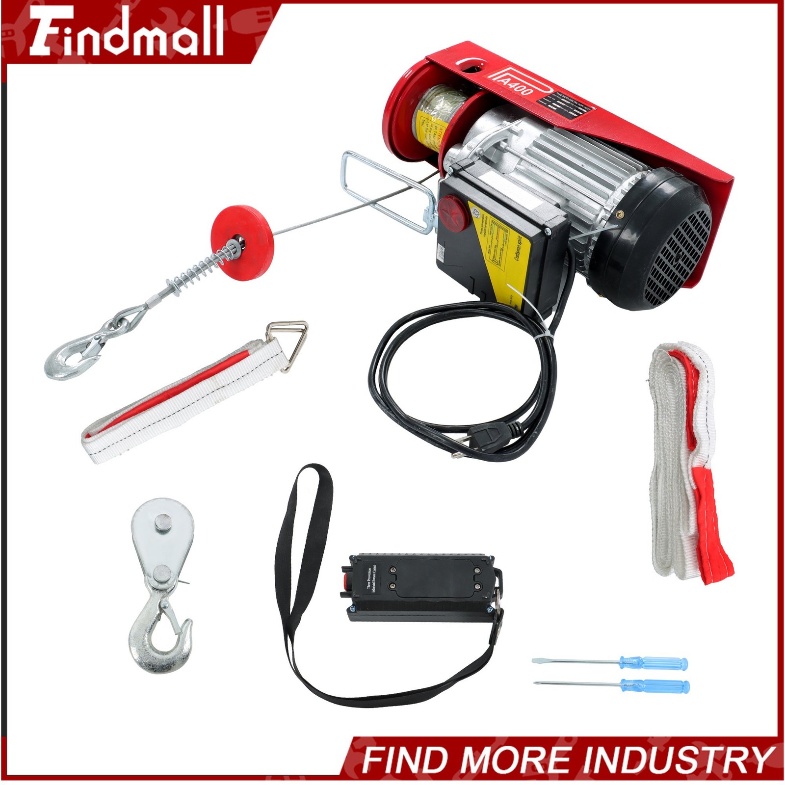 Findmall Electric Hoist 880lbs Crane Winch w/ Wireless Remote Control 980W 110V