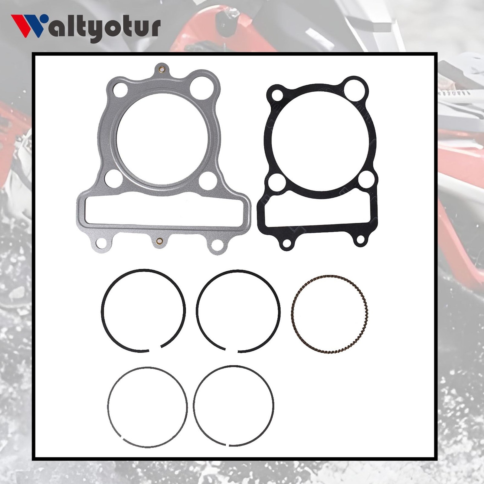 waltyotur Cylinder Piston Head Gasket Top End Kit Repalcement for Yamaha Bear…