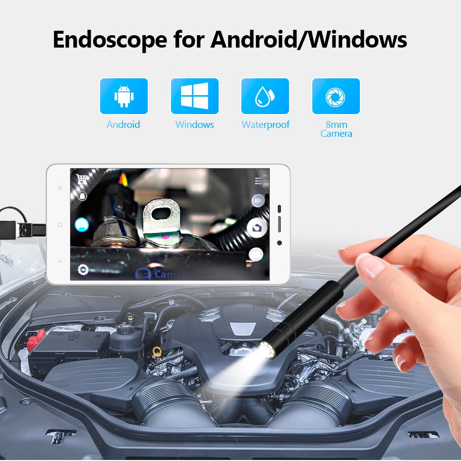 3 In 1 USB Endoscope Camera 1M Cable 6LED IP67 Waterproof Pipe Inspection Cam