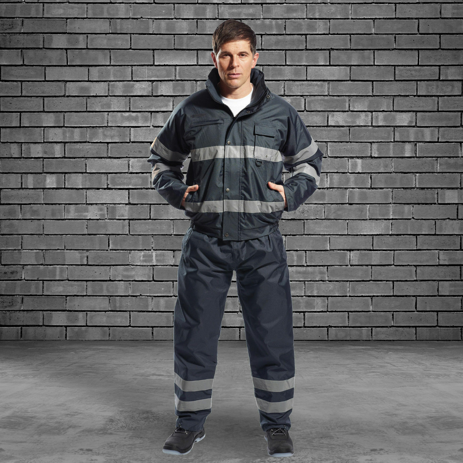 Portwest US434 Iona Lite Waterproof Reflective Safety Quilt Lined Bomber Jacket