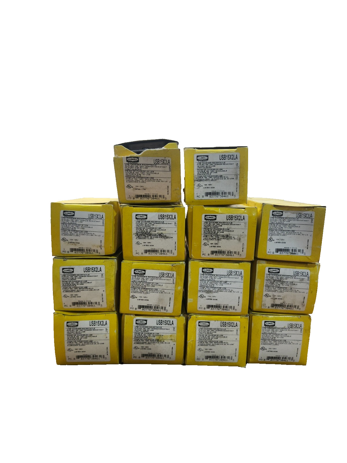 NEW IN BOX LOT OF 14 Hubbell USB Charger/Tamper-Resistant Receptacle USB15X2LA