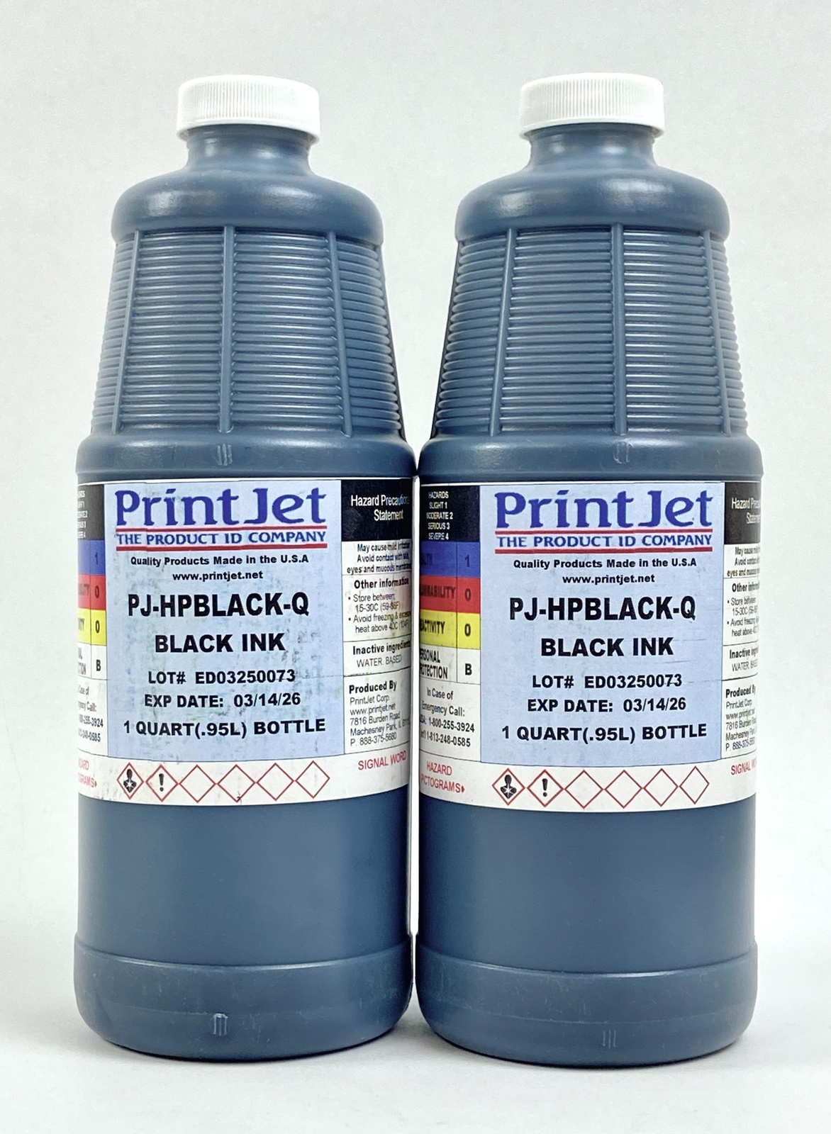 PrintJet PJ-HPBLACK-Q Black Ink 1 Quart Professional Quality Bottle Set of 2