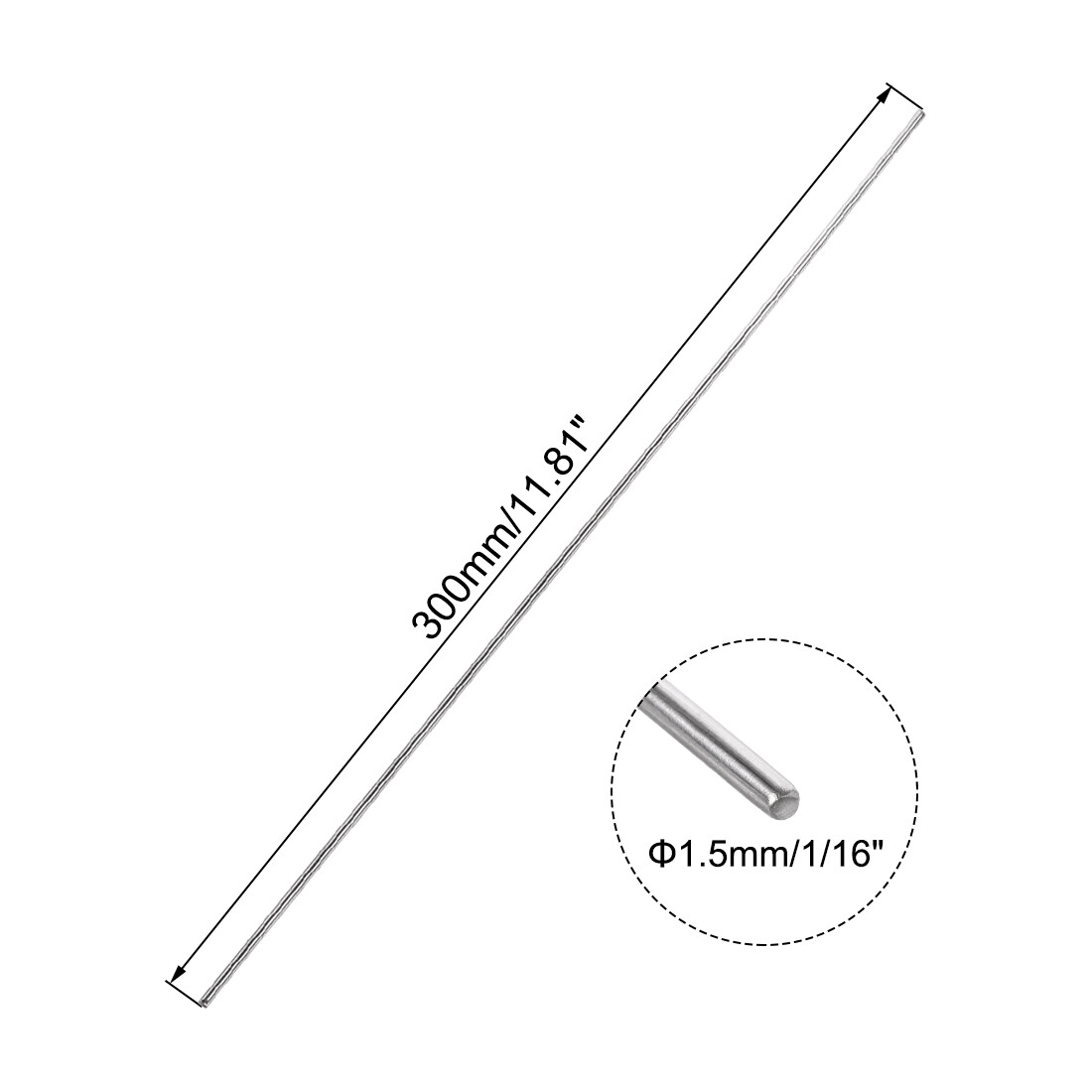 10pcs Solid Round Rod 304 Stainless Steel 1.5mm x 300mm for RC DIY Craft