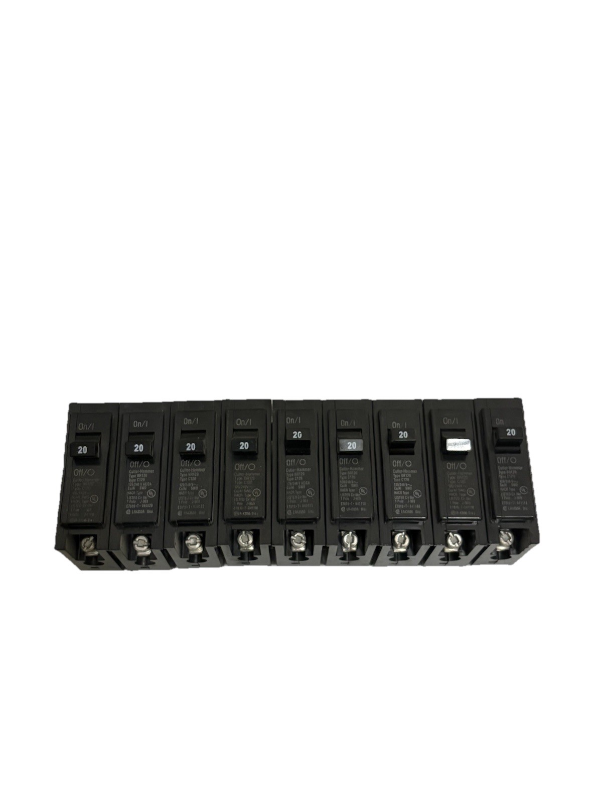 (Lot Of 9) Cutler-Hammer/Eaton BR120 C120 1 Pole 20 Amp Circuit Breakers