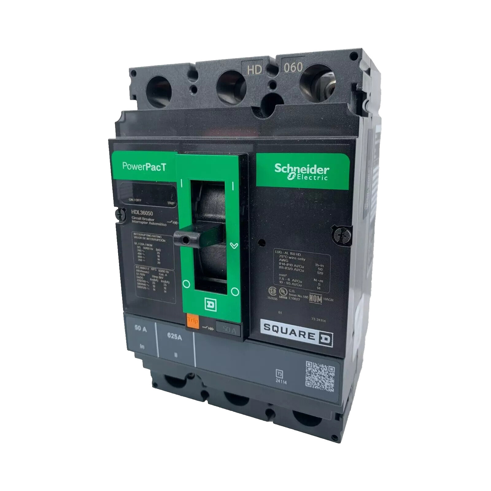 NIB – Square D – HDL36050 – 50A, 3-Pole, 600Vac Powerpact H Circuit Breaker