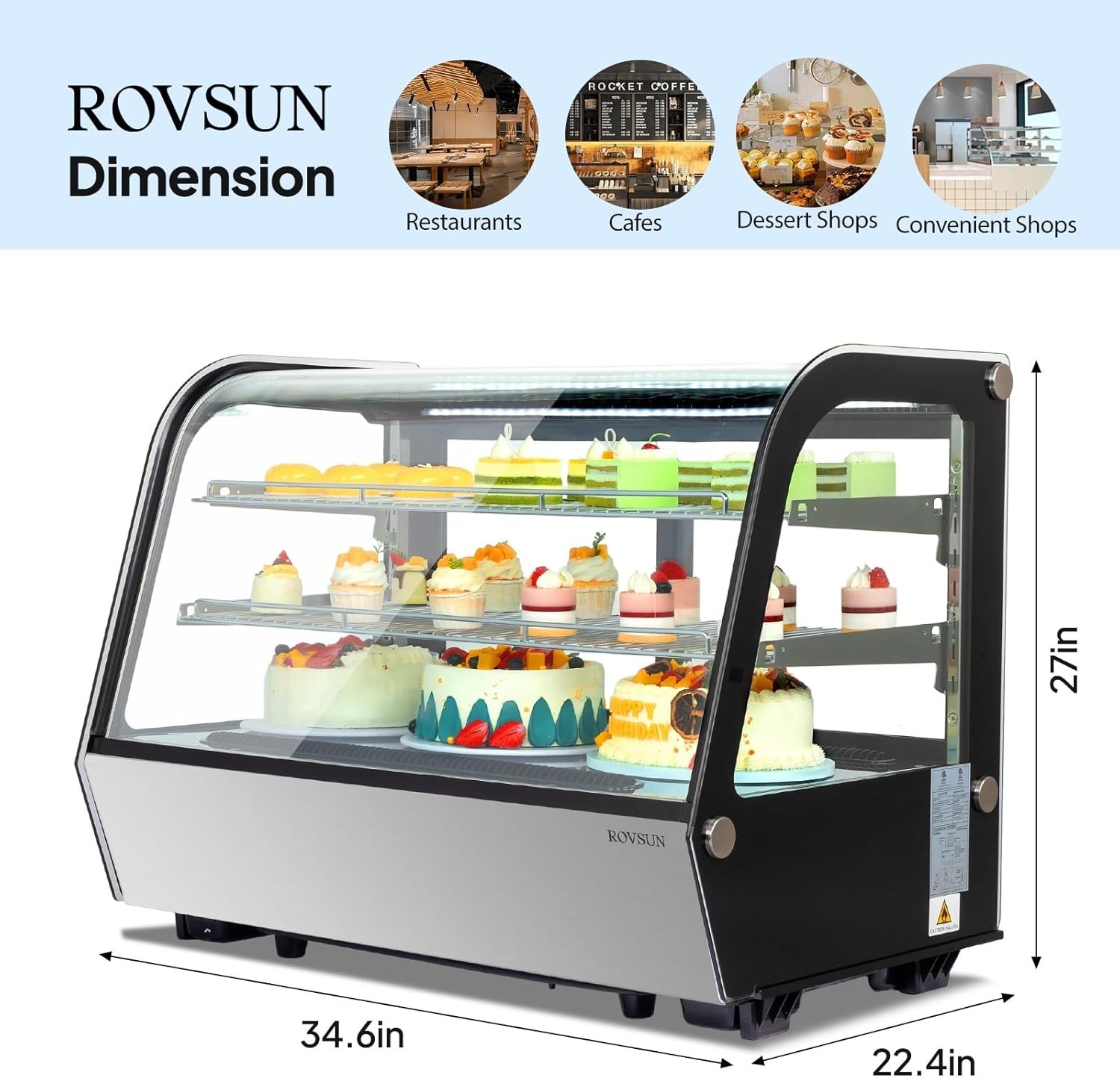 Refrigerated Display Case, 5.7 Cu.Ft./160L, Countertop Pastry Display Showcase