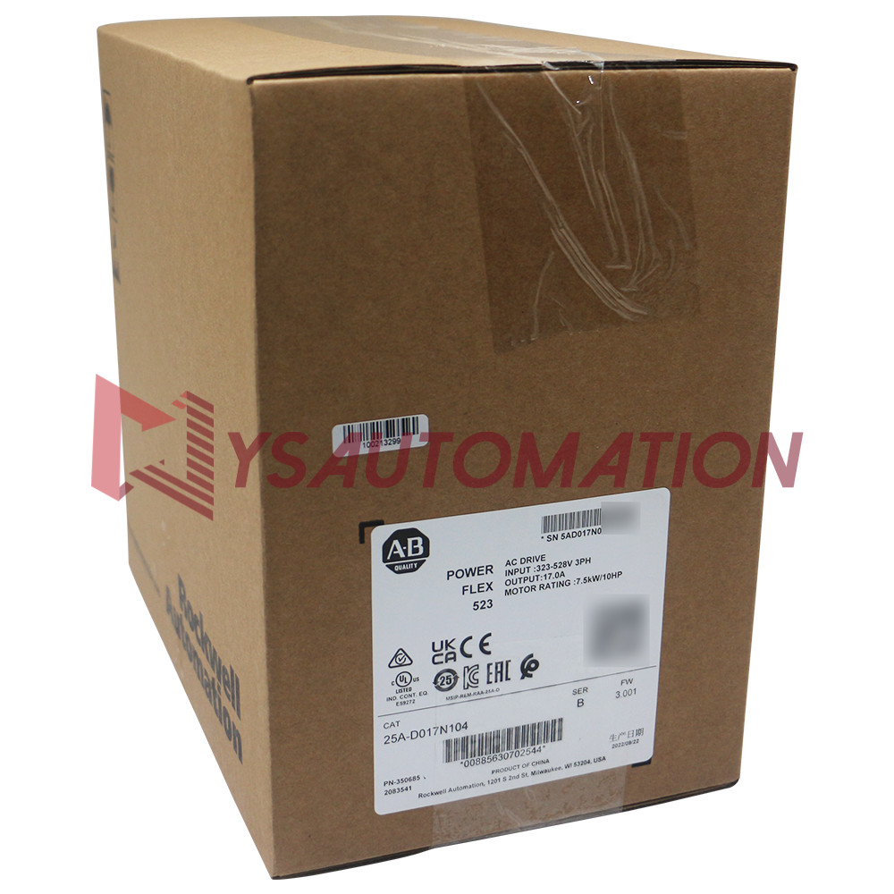 New Allen-Bradley 25A-D017N104 /B MFG: 2022 PowerFlex 523 480V 17A 10HP