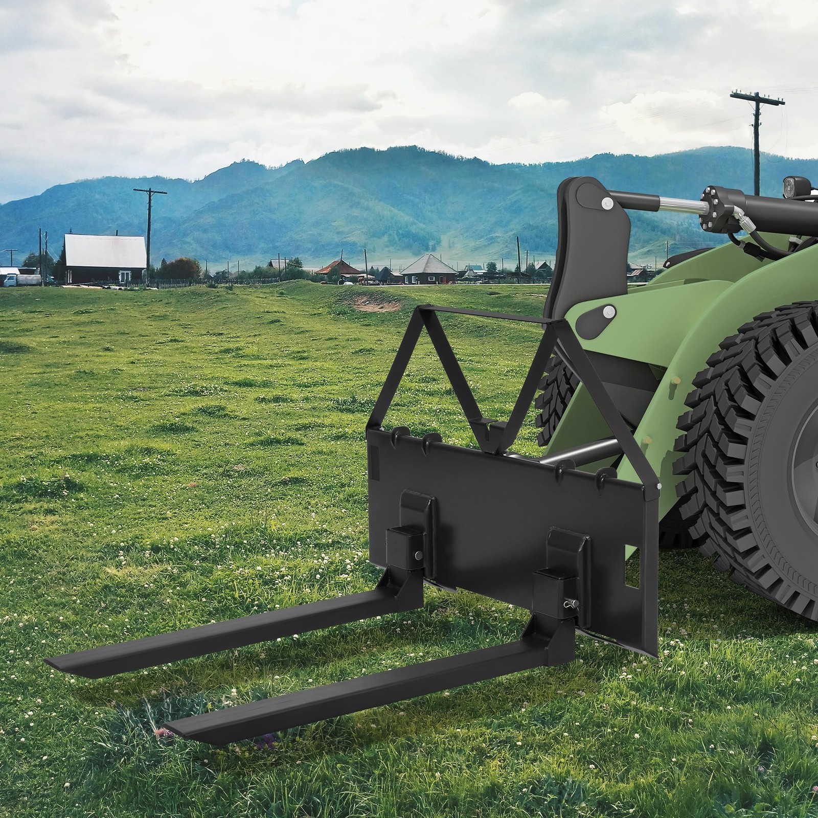 46″ Heavy-Duty Tractor Pallet Forks, Quick Attach Bucket Fork Skid Steer Loader