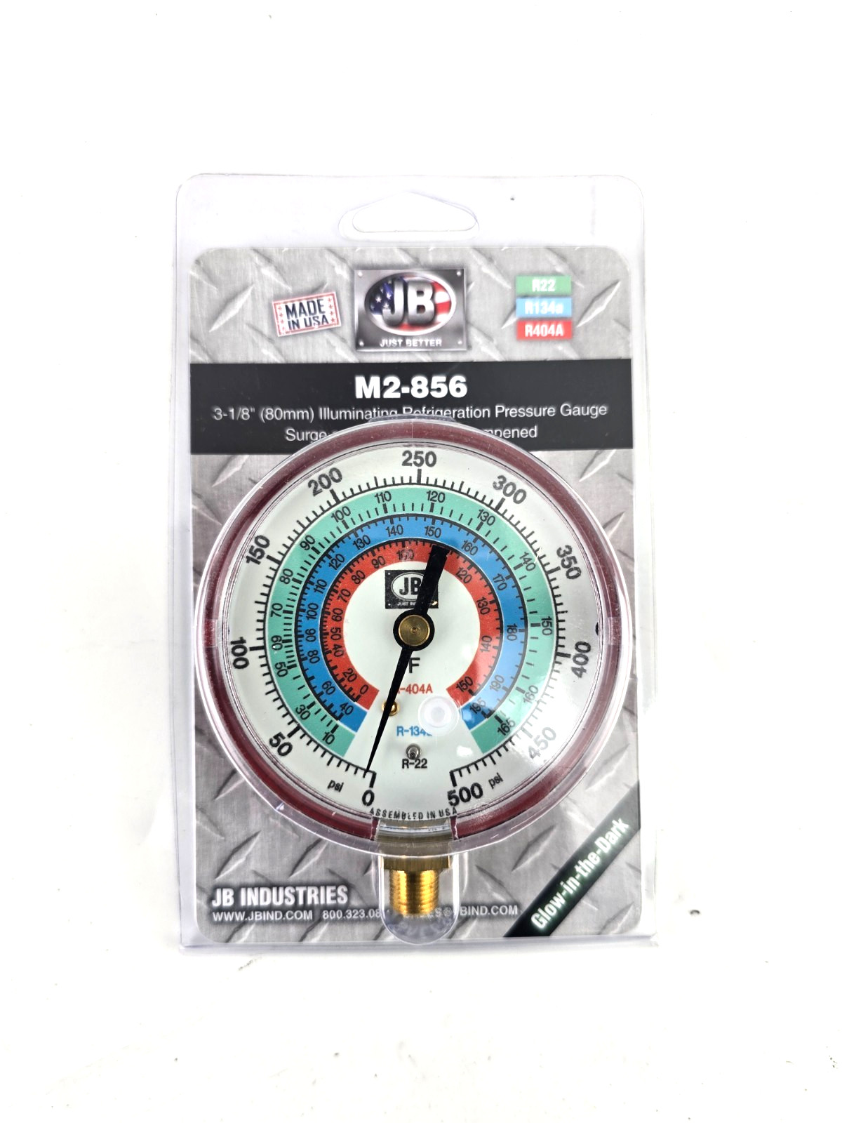JB JUST BETTER M2-856, Glow In The Dark , 80mm Refrigeration Pressure Gauge