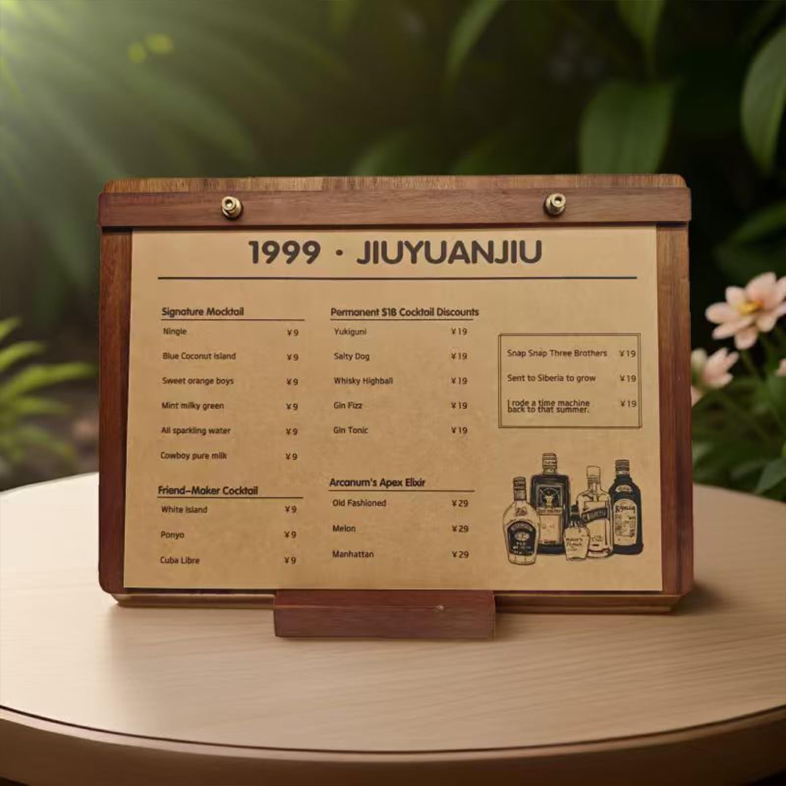 6.69×9.87in Solid Walnut 2-in-1 Menu Clipboard, Horizontal Stand