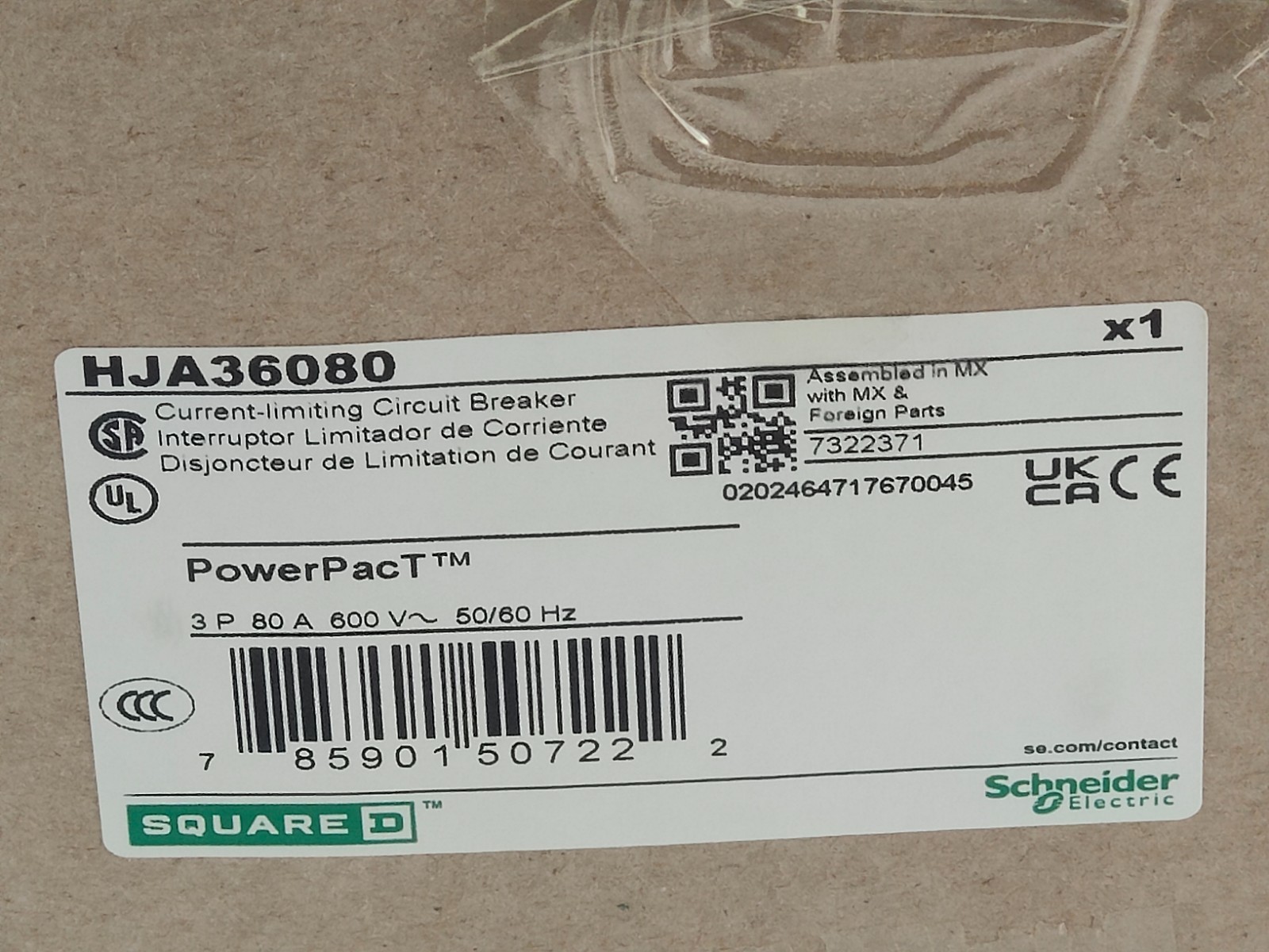 NEW SQUARE D HJA36080 PowerpacT HJ-150 current-limiting circuit Breaker 3-POLE