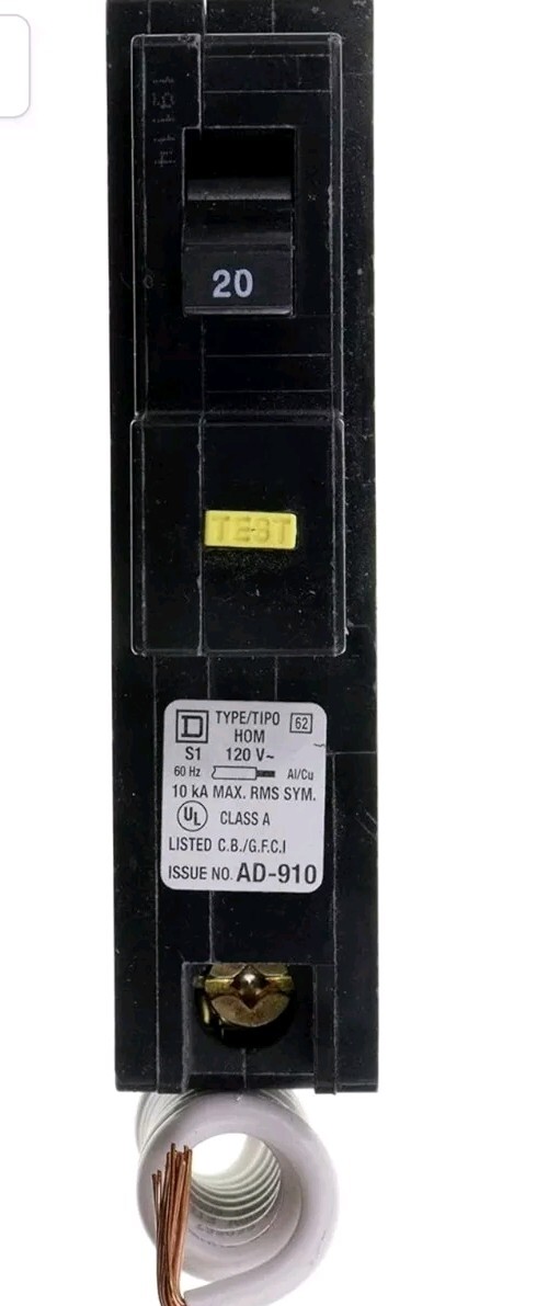 SQUARE D HOM120GFI SP-120/240V-20A Circuit Breaker Homeline TESTED