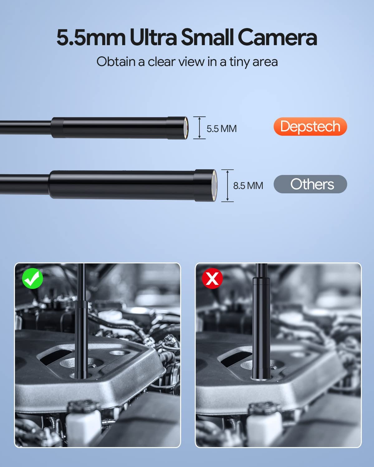 Inspection Camera 4.3 TFT 5.5mm IP67 360° 1080P HD Digital Borescope Endoscopes