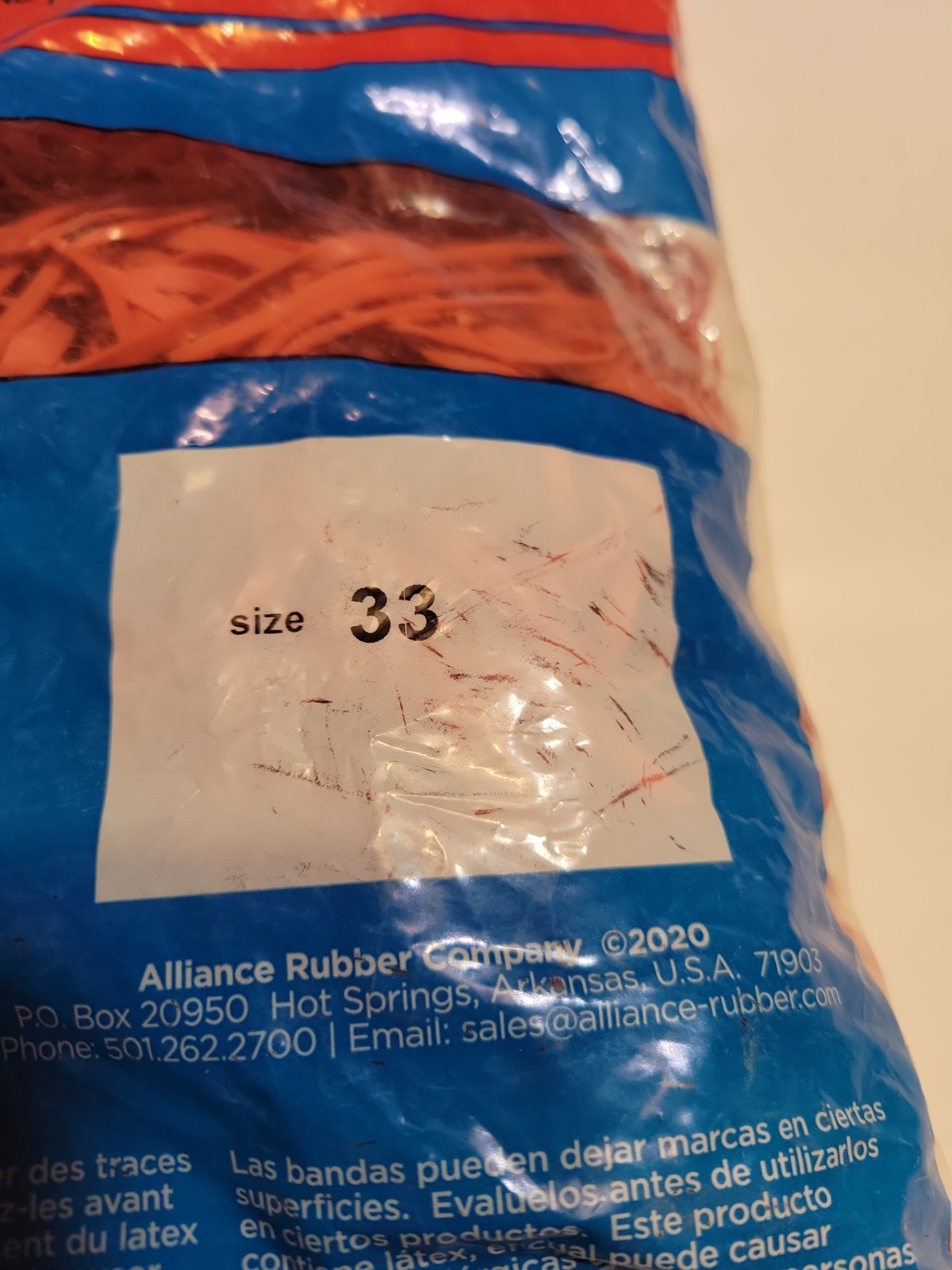 Advantage Rubber Bands Size #33 1 lb Approx 600 Count Elastic