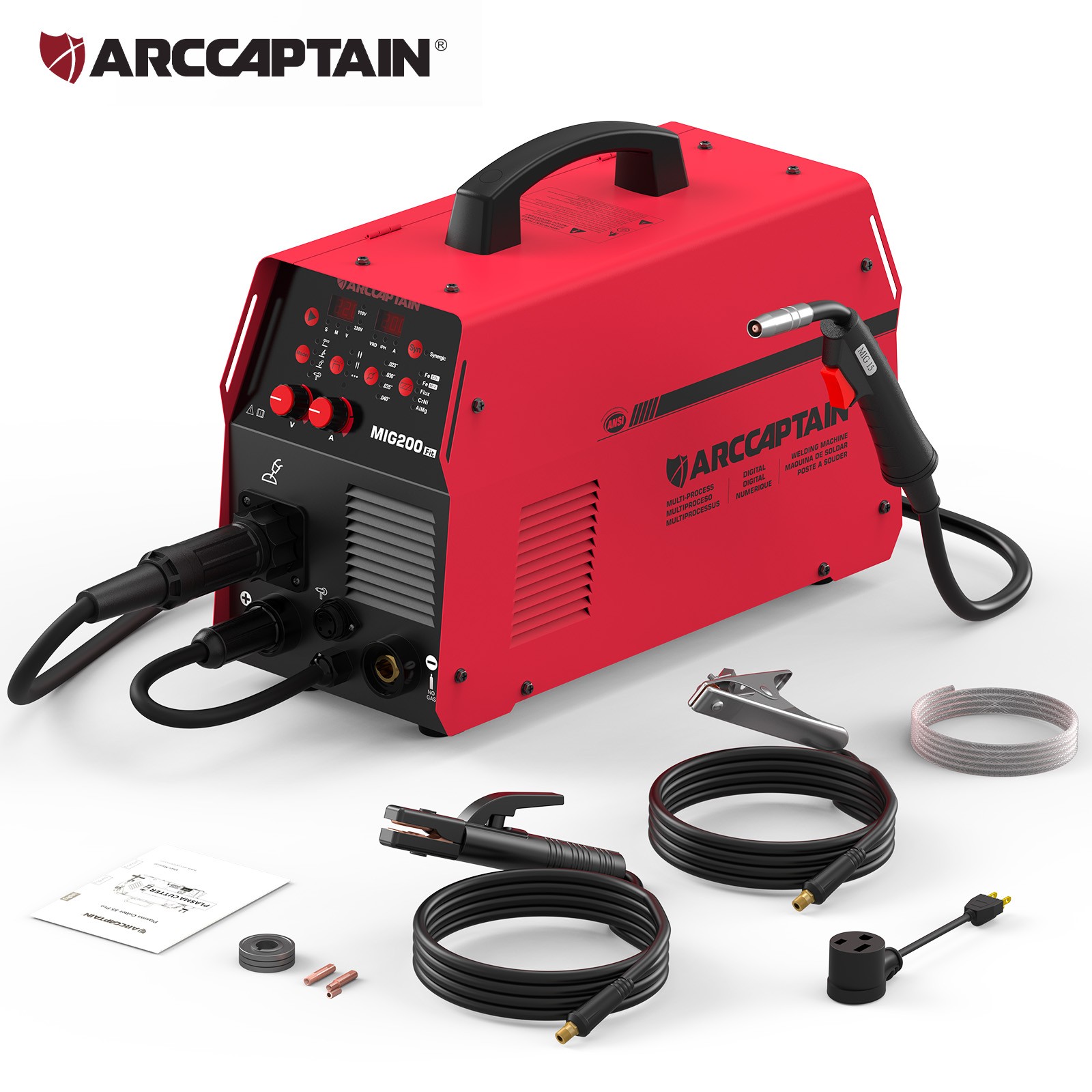 200A 6-in-1 MIG Welder Gas/Gasless Flux Core Lift TIG Spot & Aluminum Welding