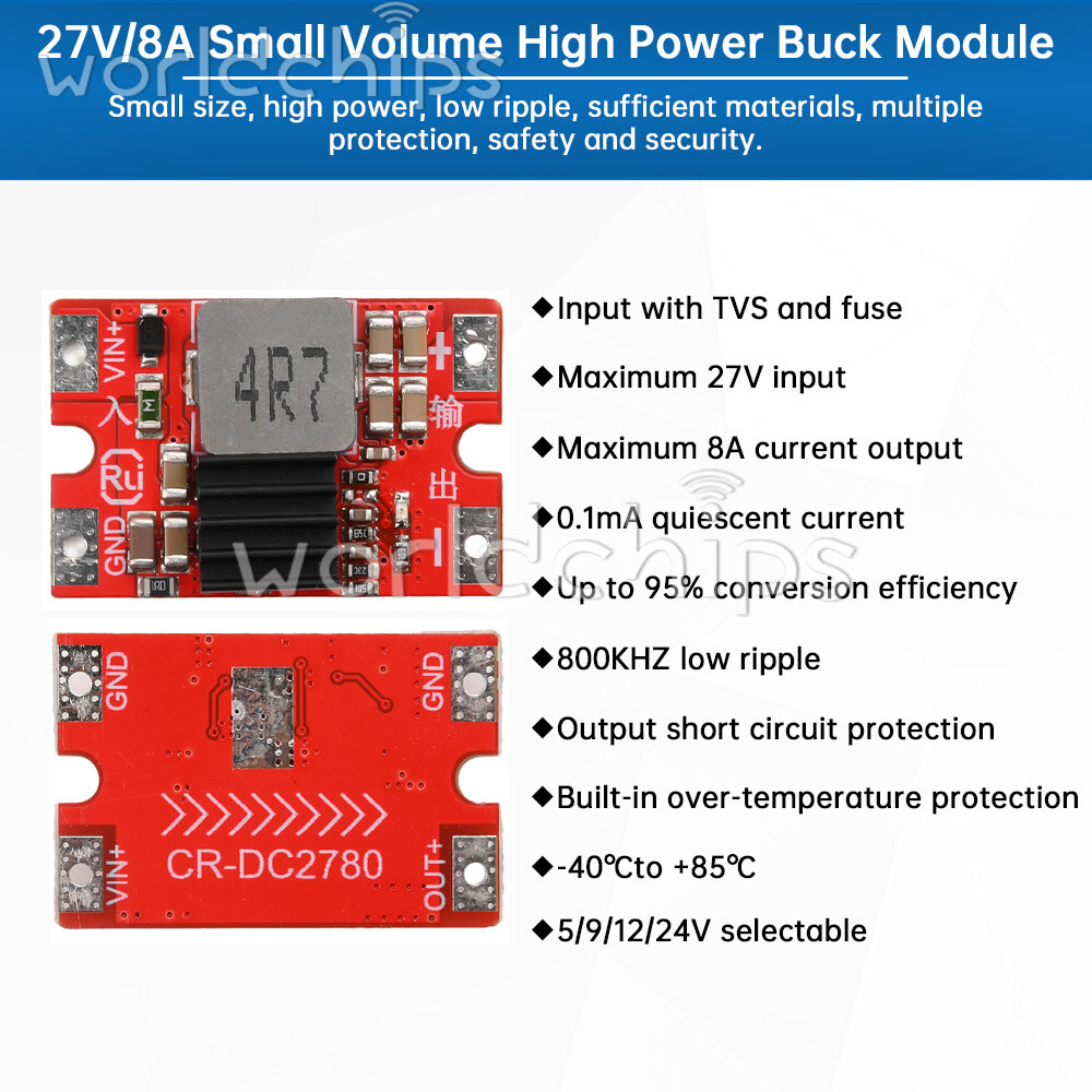 27V to 5V 12V 8A Mini DC-DC Voltage Reduction Module High Power Buck Module