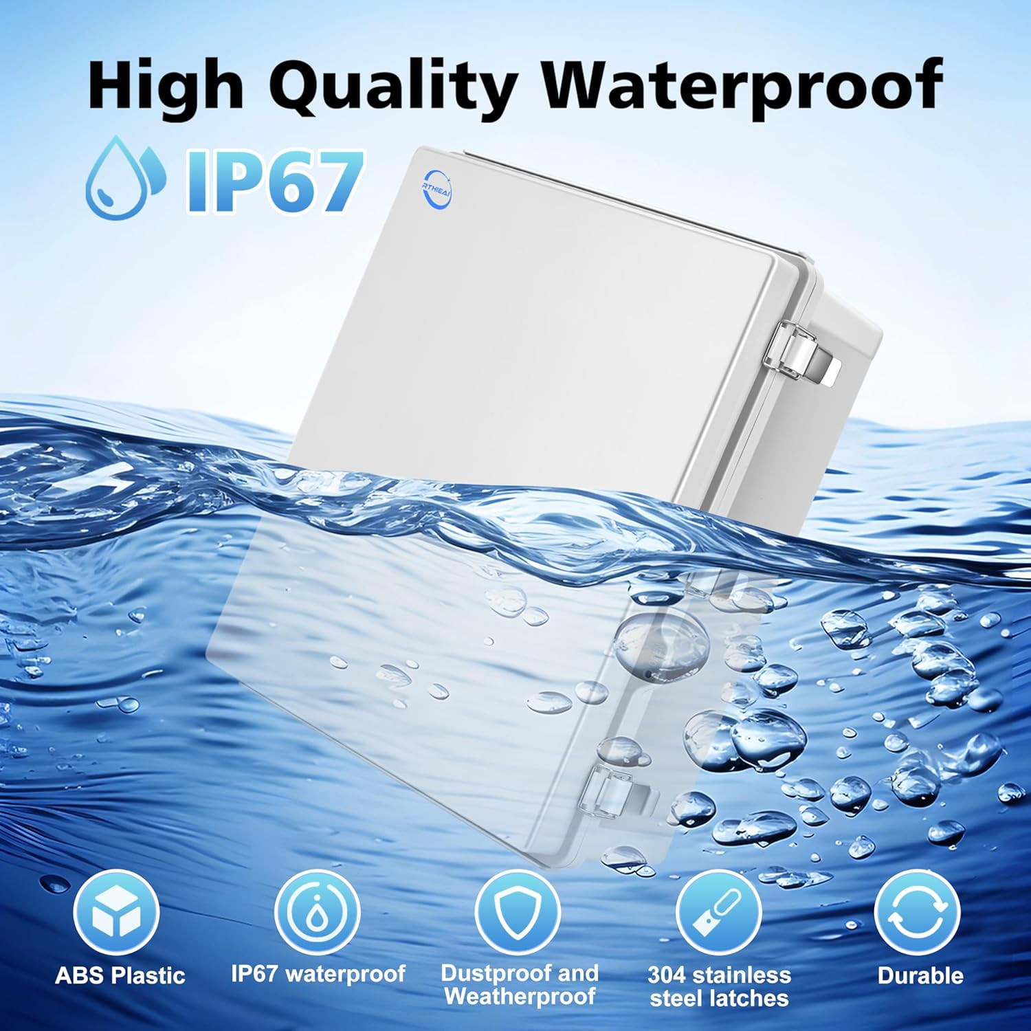 IP67 Waterproof Junction Box with Hinged Cover & Mounting Plate – 20.1″x16.1