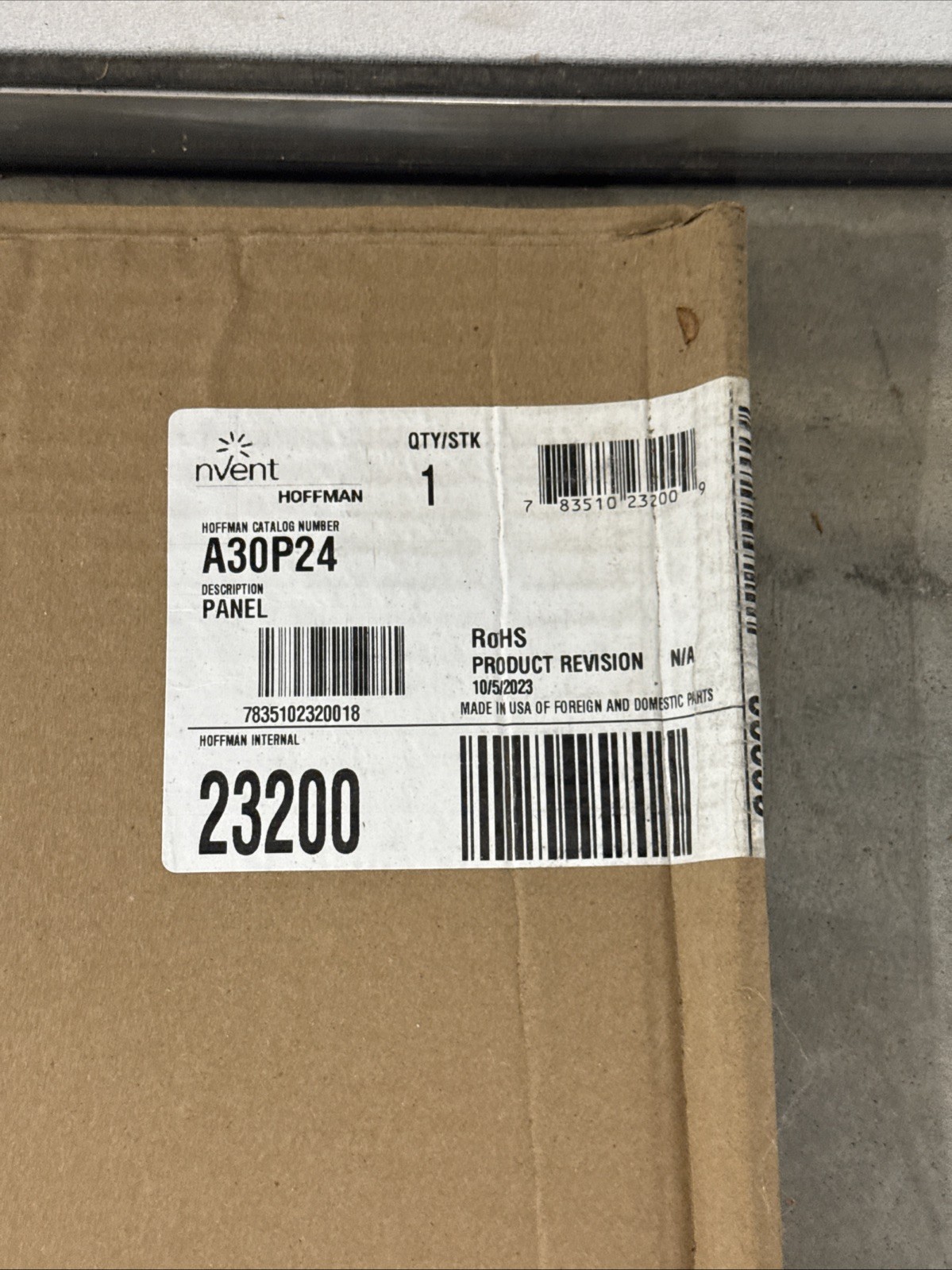 Hoffman A30P24 Steel Back Panel 27in X 21in