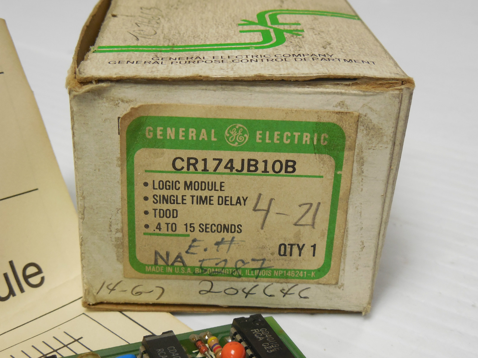 General Electric GE Logic Module Single Time Delay CR174JB10B .4-15 SECONDS NEW