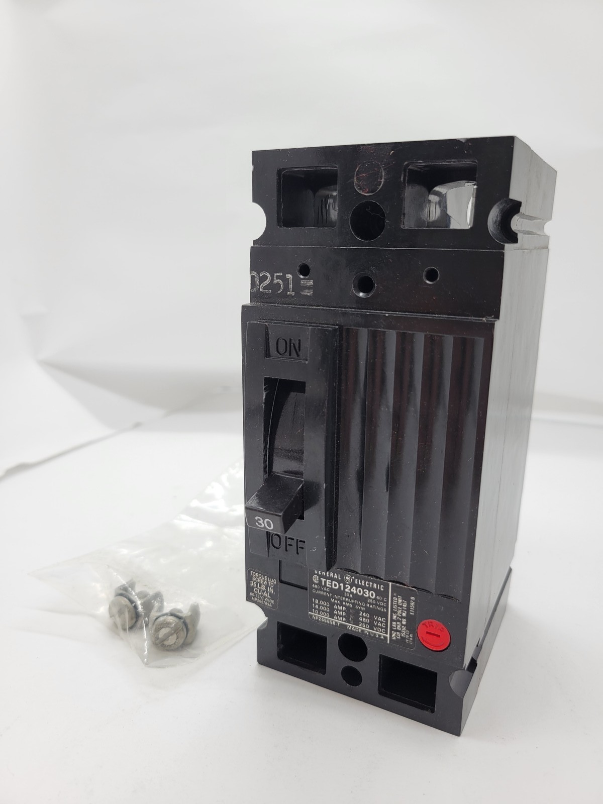 General Electric TED124030 Bolt-On Circuit Breaker 30A 2P 480V 14KA TED Black