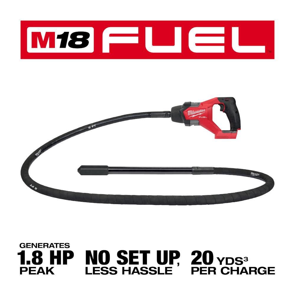 Milwaukee M18 Fuel 8′ Concrete Pencil Vibrator (Bare Tool)