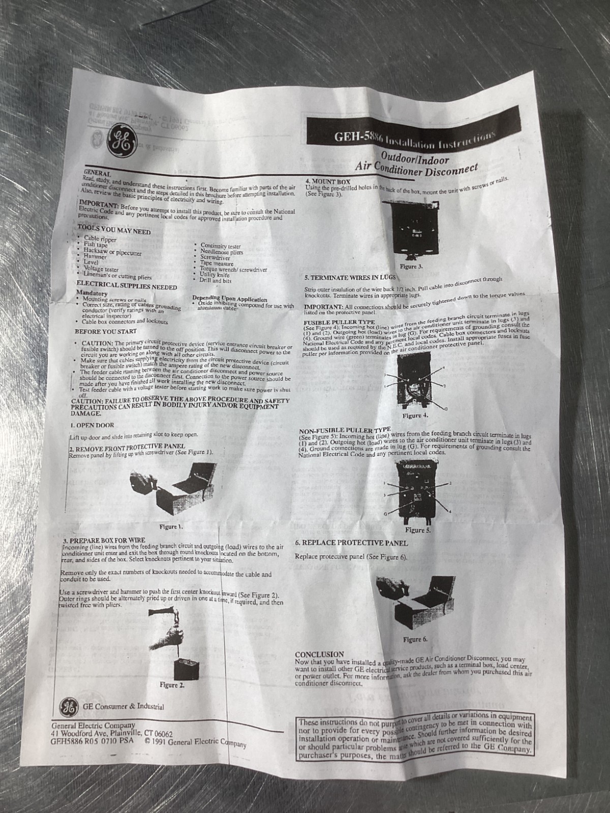 NEW GE TF30RCP 30 Amp 120/240V Fusible AC Disconnect Outdoor NEMA 3R