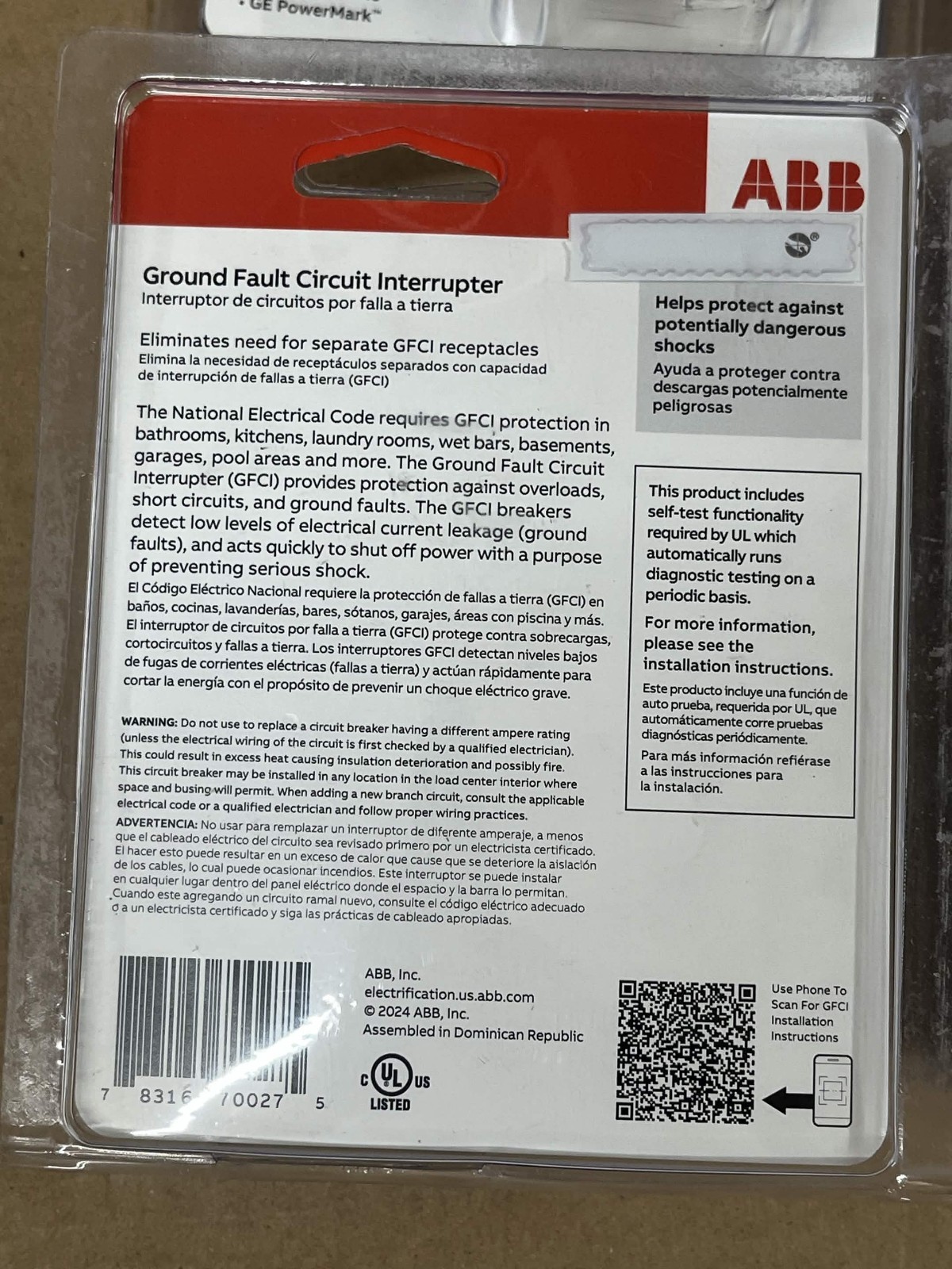 New ABB GE THQL2150GFT2A 50-Amp 2-Pole GFCI Circuit Breaker 4-Pack