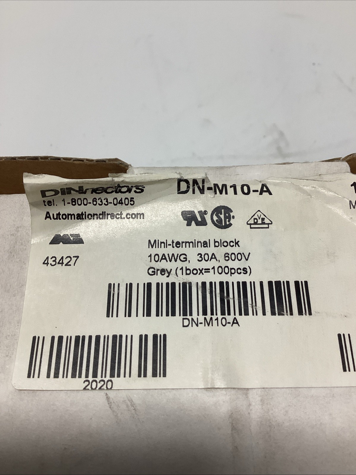 DINNECTORS TERMINAL BLOCK CONNECTOR Box Of 100 V-462