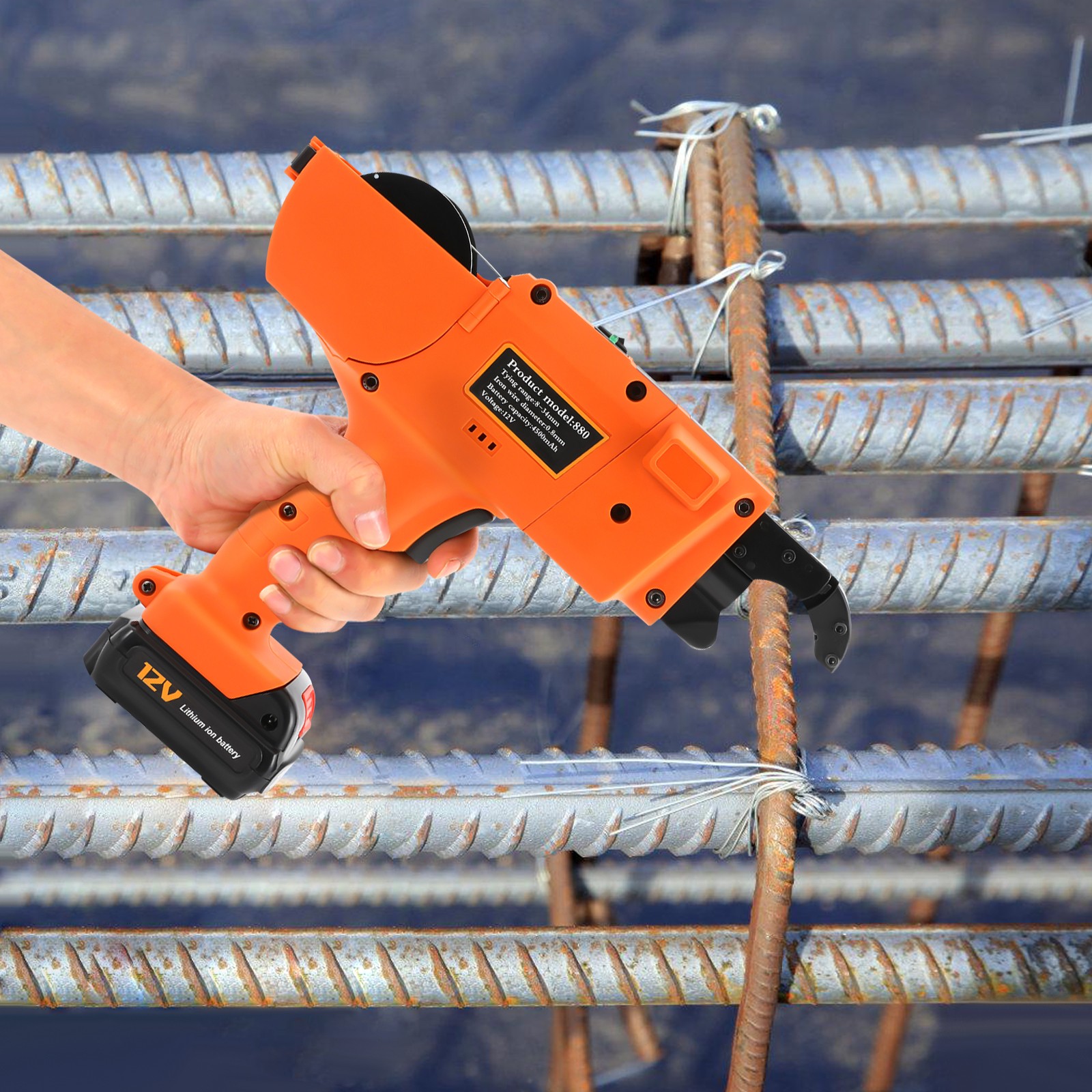 8-34mm Automatic Rebar Tier Tying Machine Handheld Strapping Concrete Tool 12V